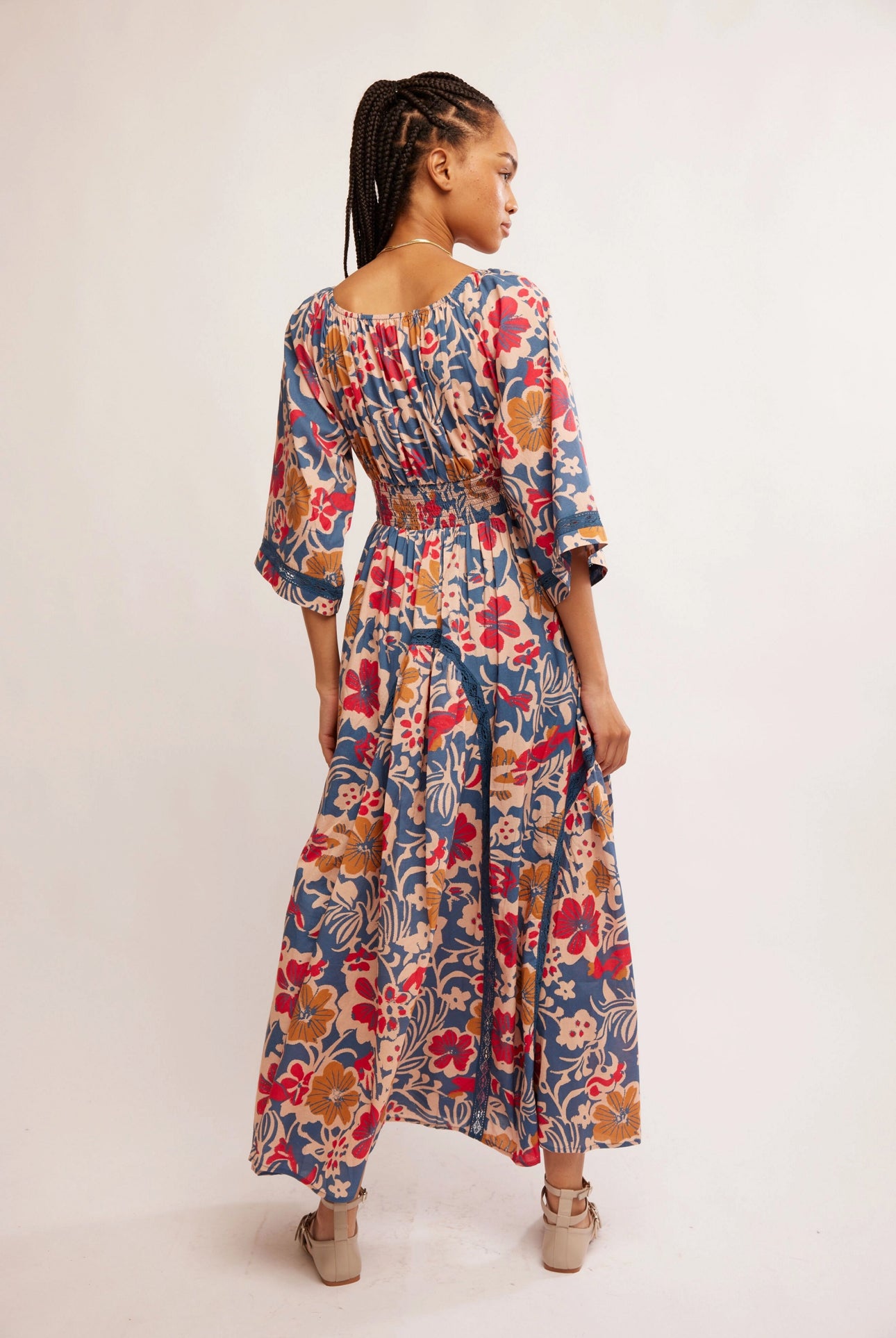 FREE PEOPLE PRINTED DIXIE MAXI DRESS - VINTAGE INDIGO COMBO