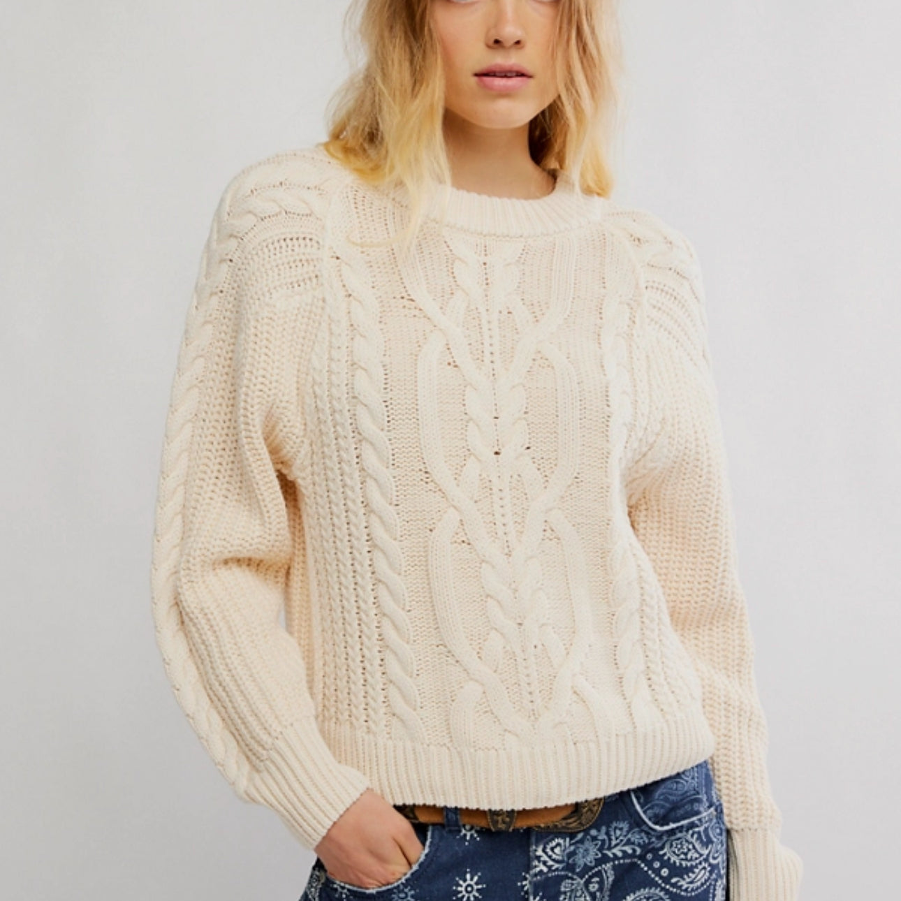 FREE PEOPLE FRANKIE SWEATER - BUTTERCREAM