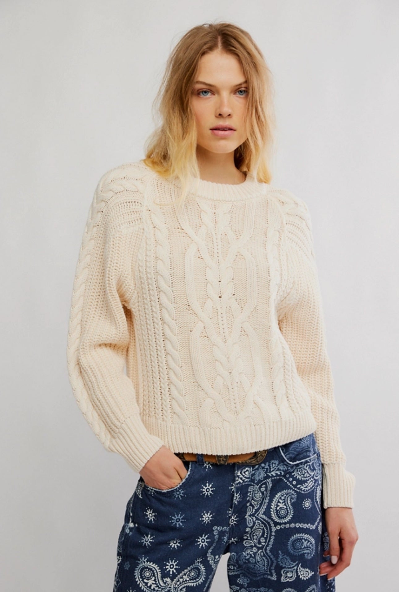 FREE PEOPLE FRANKIE SWEATER - BUTTERCREAM