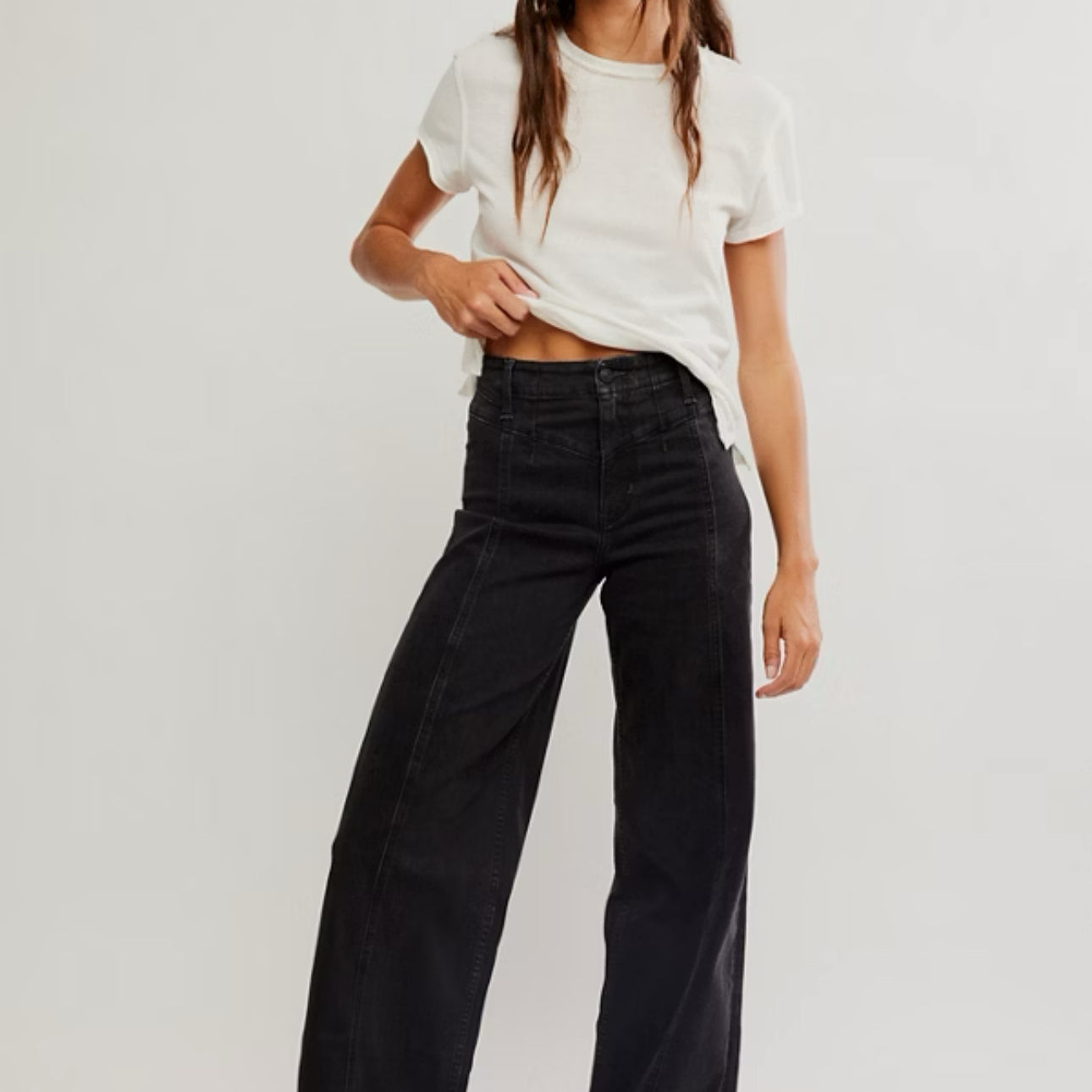 FREE PEOPLE LIBRE WIDE LEG PANT - CAFE NOIR
