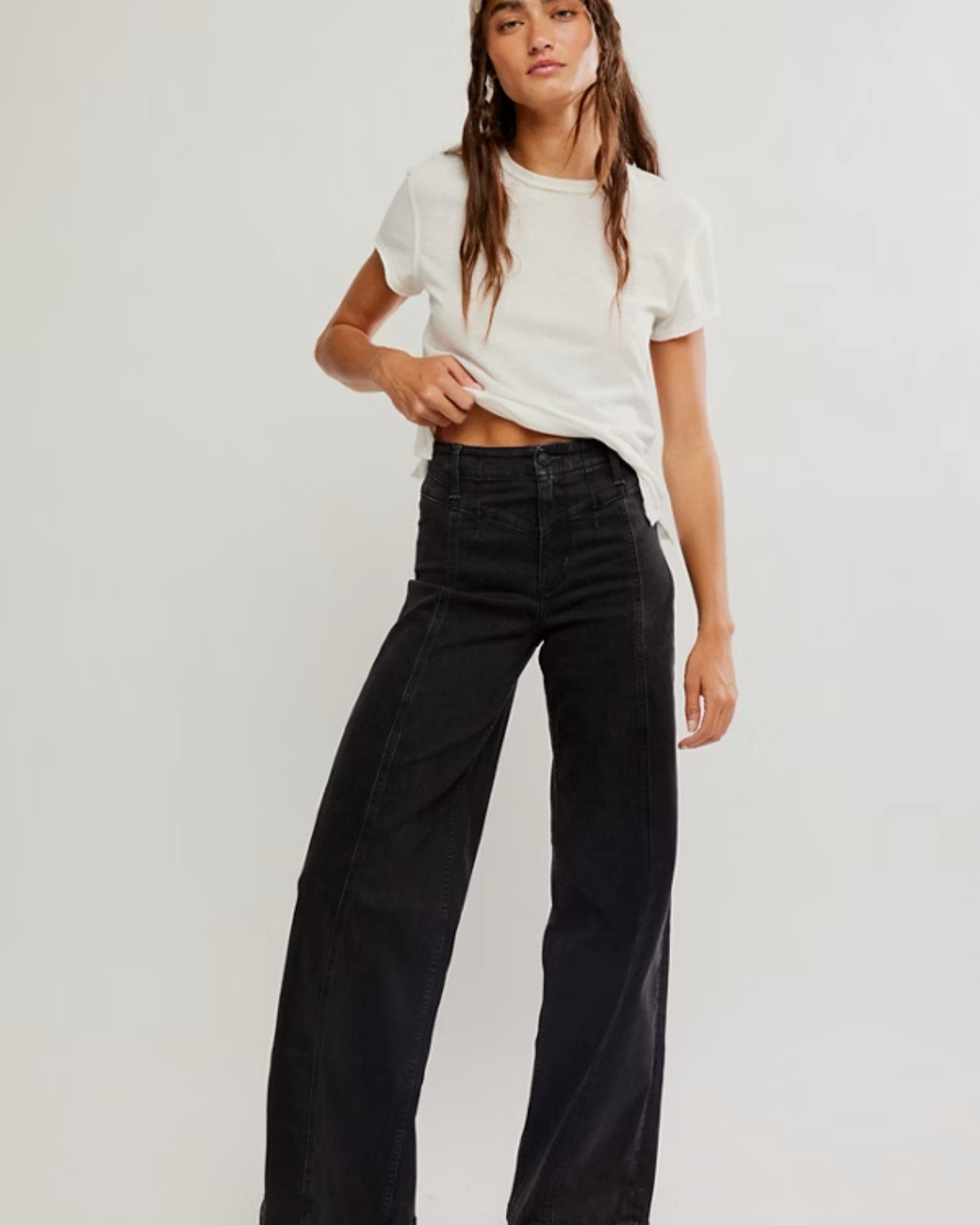 FREE PEOPLE LIBRE WIDE LEG PANT - CAFE NOIR