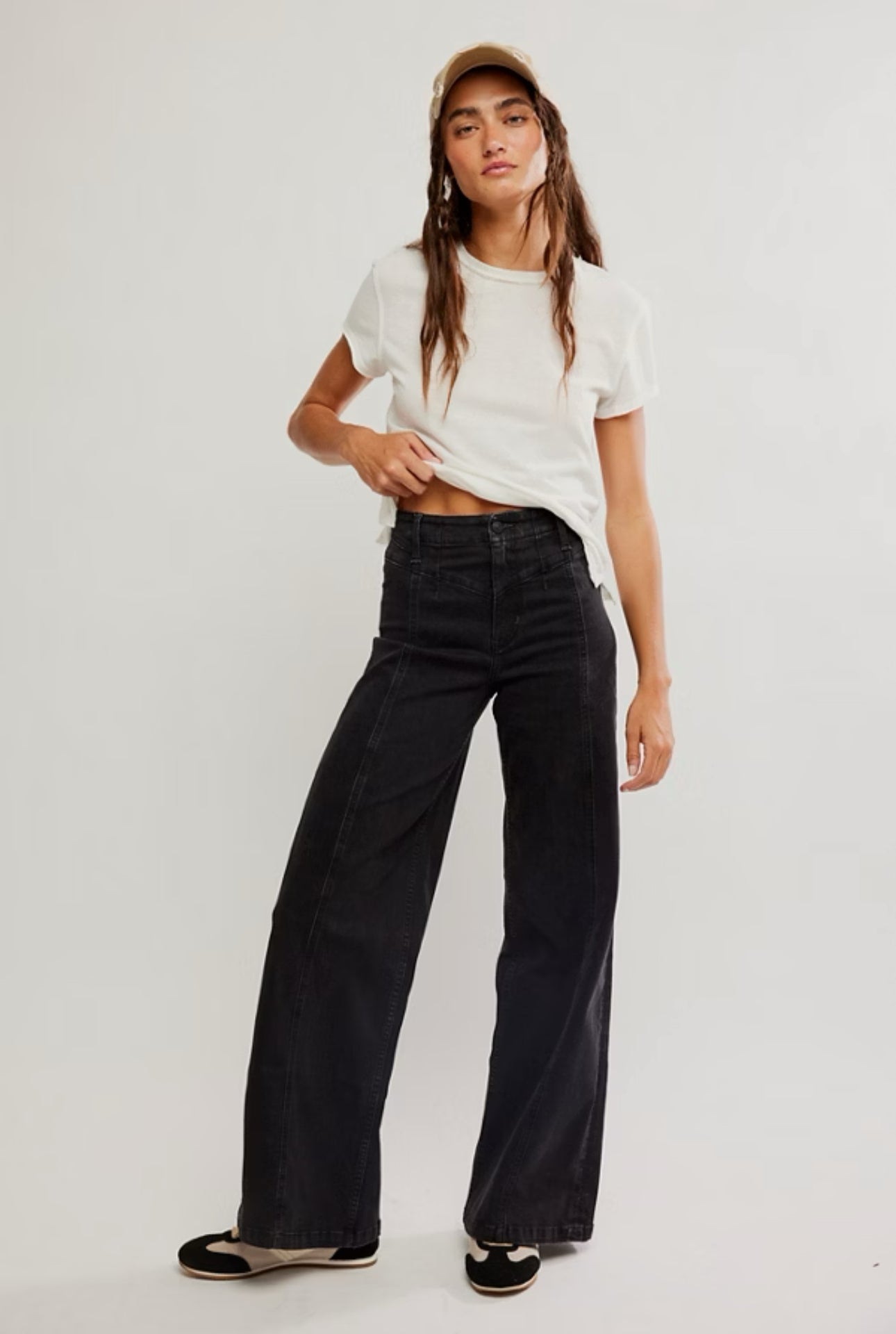 FREE PEOPLE LIBRE WIDE LEG PANT - CAFE NOIR