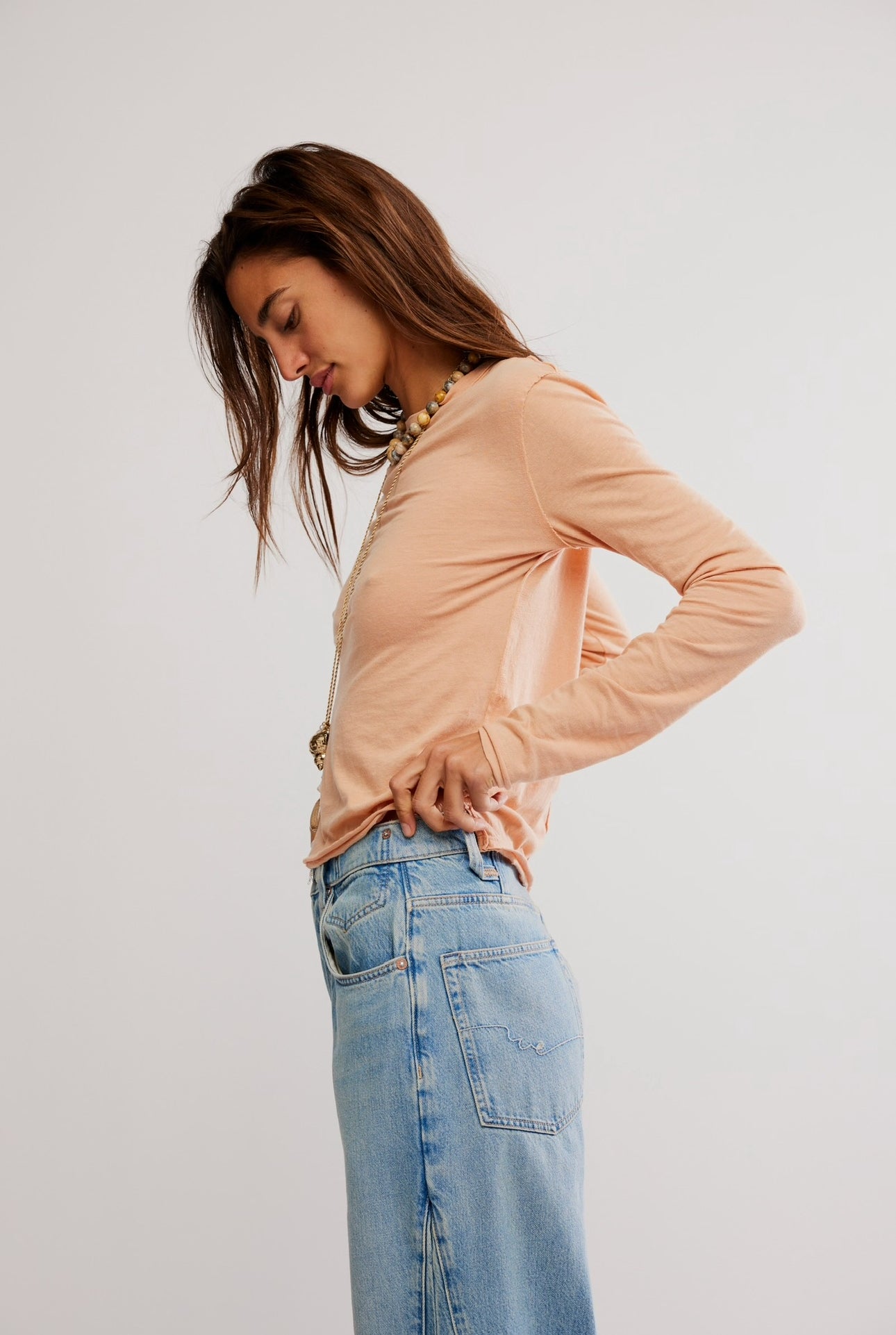 FREE PEOPLE NOVA TEE LS - PEACHED COPPER