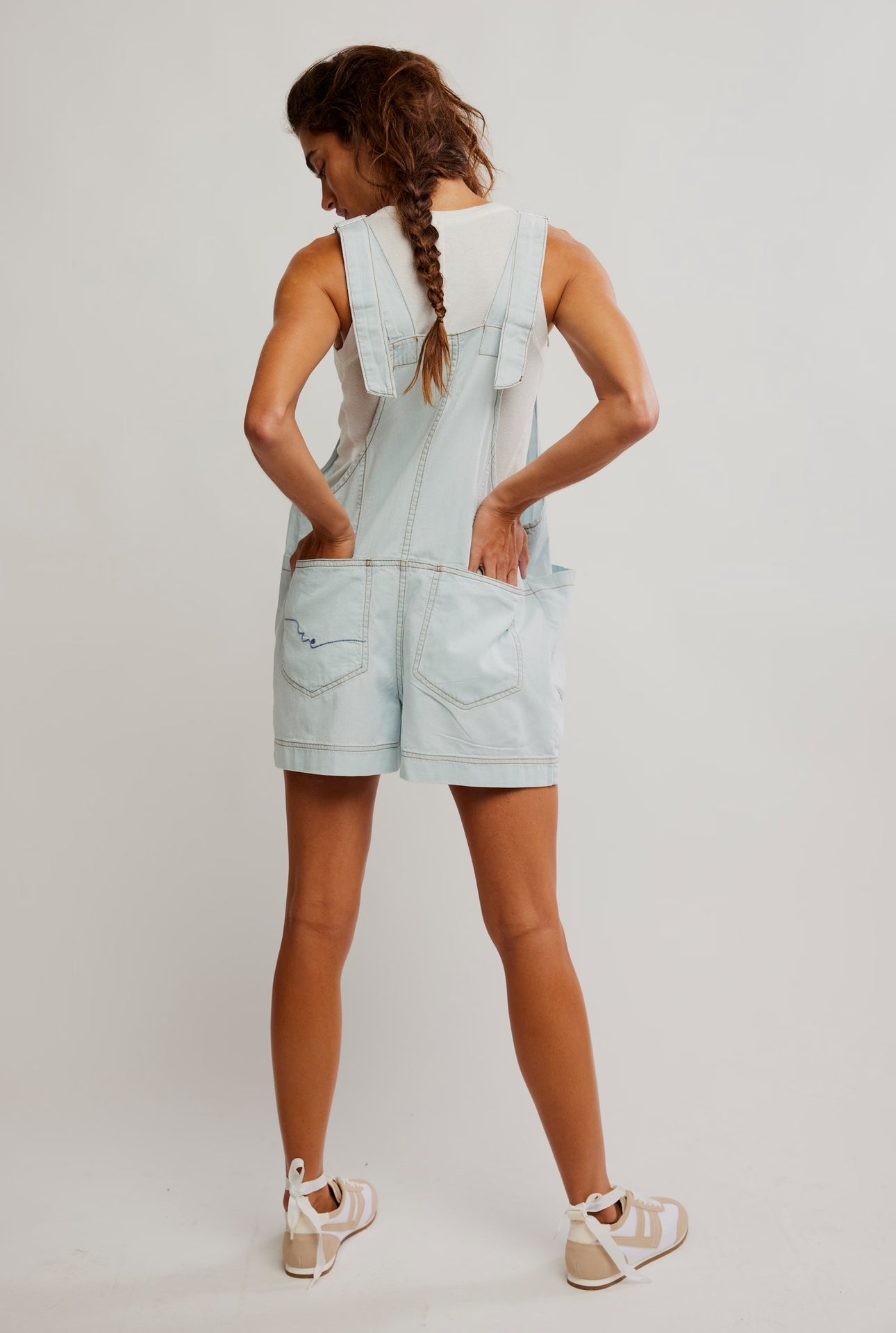 FREE PEOPLE YOU'VE GOT THE LOVE DENIM SHORTALL - FADE INTO YOU