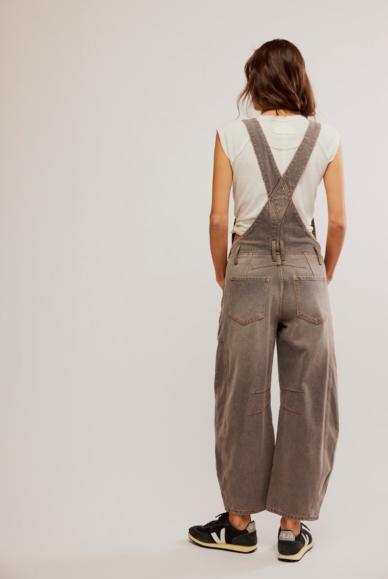 FREE PEOPLE GOOD LUCK OVERALLS - ARCHIVE GREY