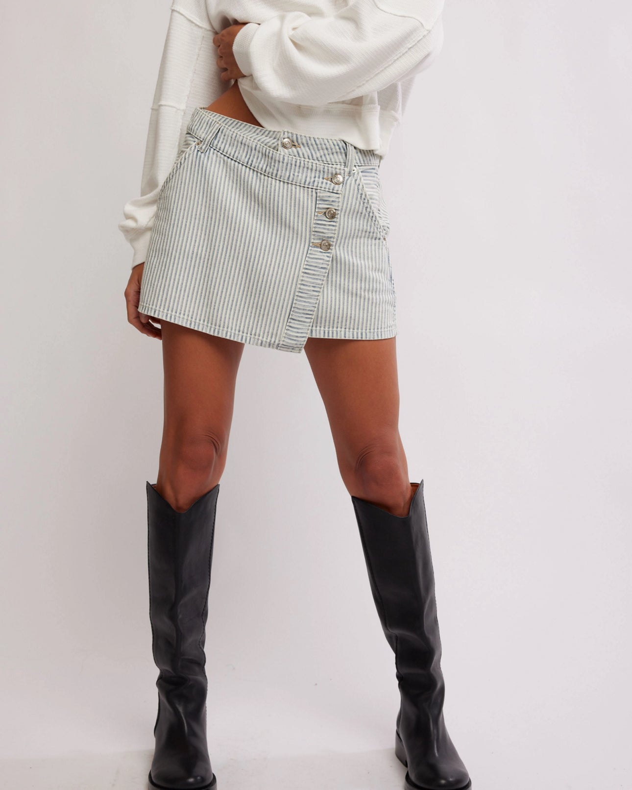 FREE PEOPLE WYNNE SKIRT - INDIGO RAILROAD