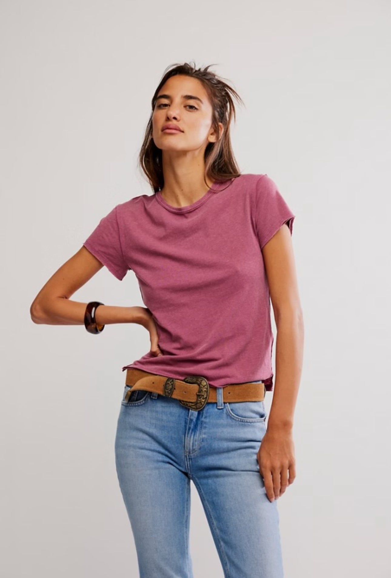 FREE PEOPLE NOVA TEE - CRUSHED BERRY