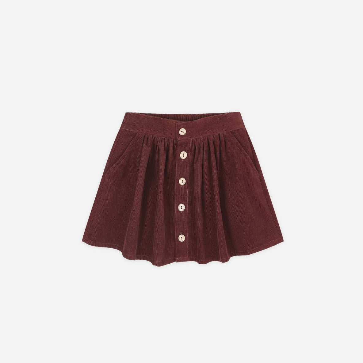RYLEE + CRU BUTTON FRONT MINI SKIRT - BURGUNDY