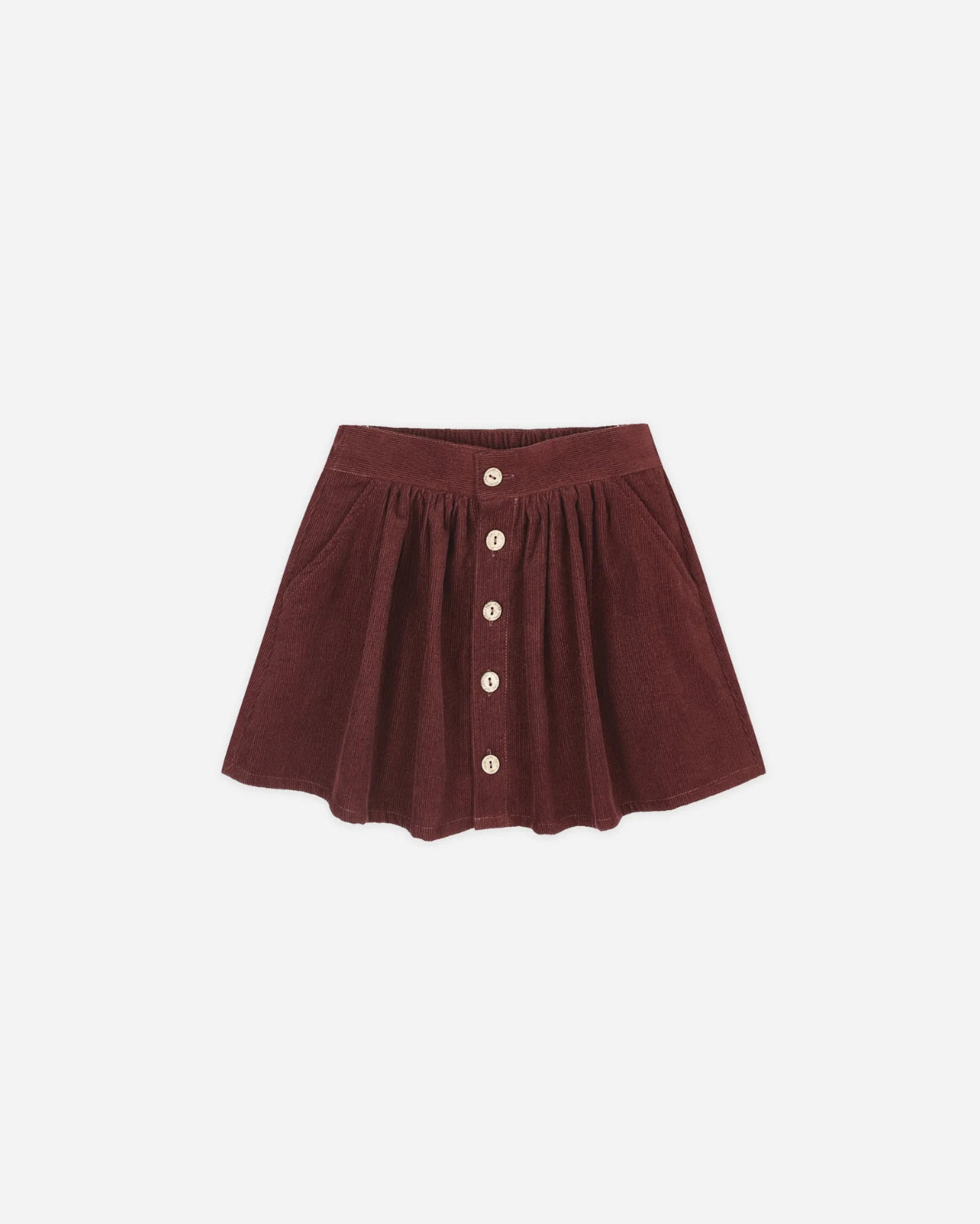 RYLEE + CRU BUTTON FRONT MINI SKIRT - BURGUNDY