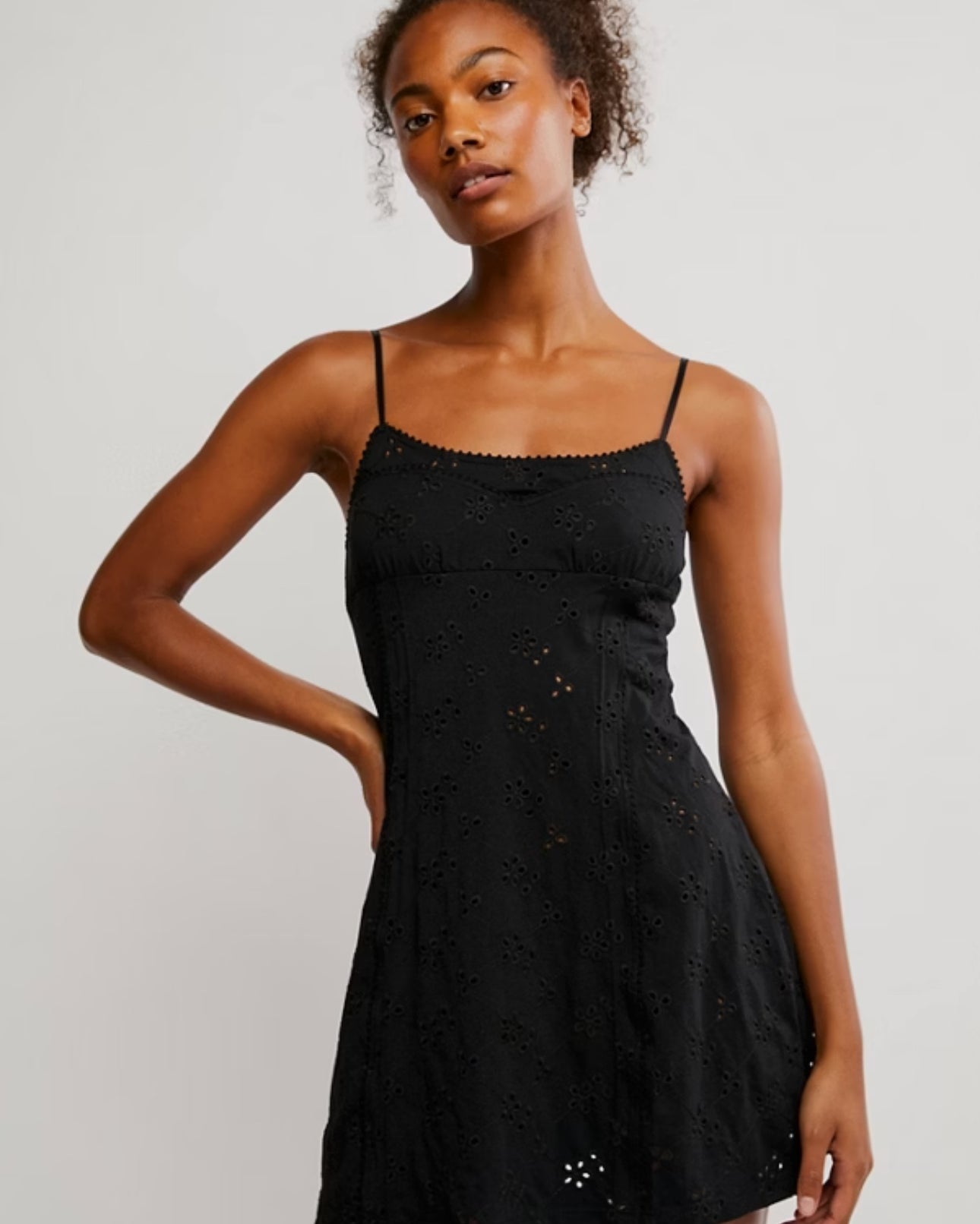 FREE PEOPLE FULL BLOOM CAMI SLIP DRESS - BLACK