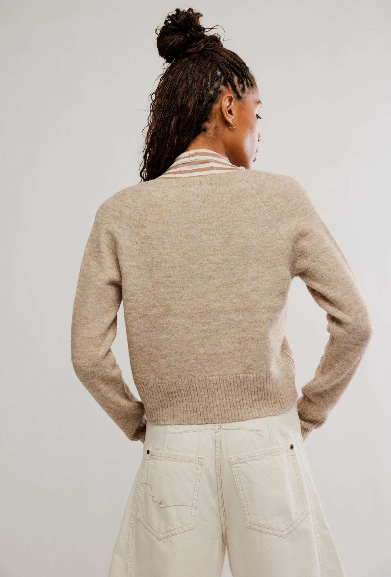 FREE PEOPLE SCHOOL GIRL CARDI - FEATHER GREY