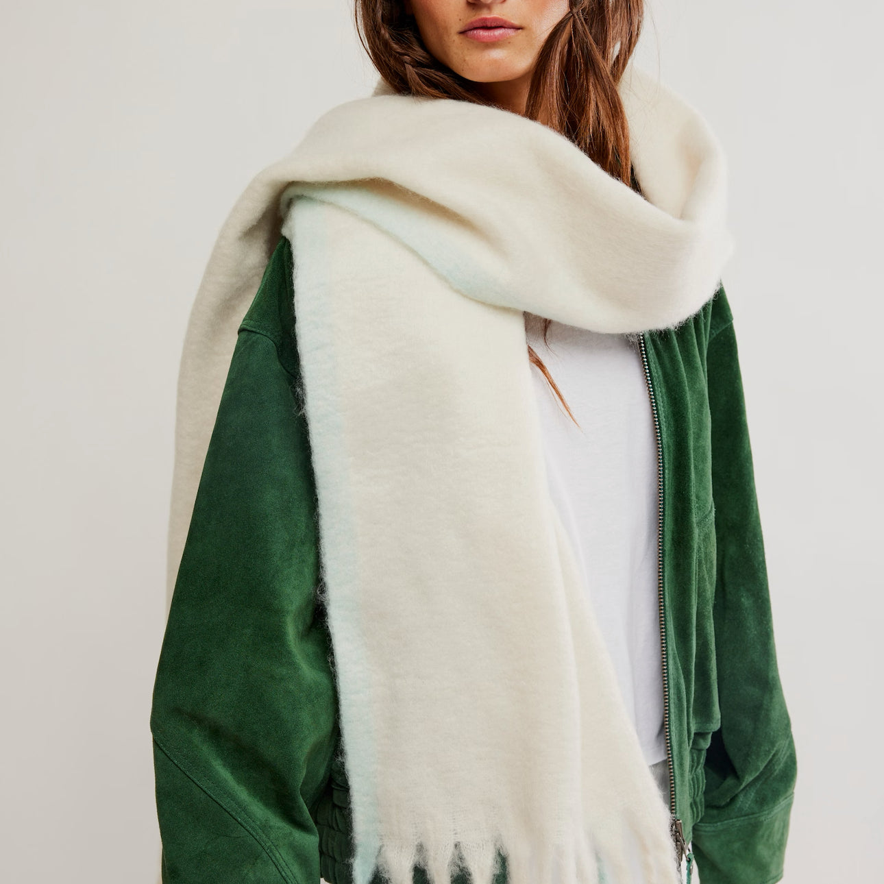 FREE PEOPLE WINTER CHILLS BLANKET SCARF - IVORY