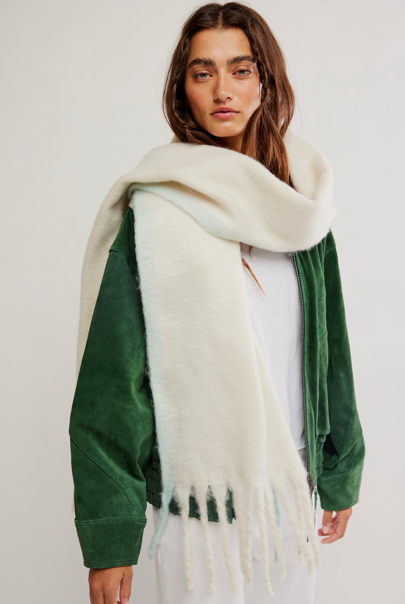 FREE PEOPLE WINTER CHILLS BLANKET SCARF - IVORY