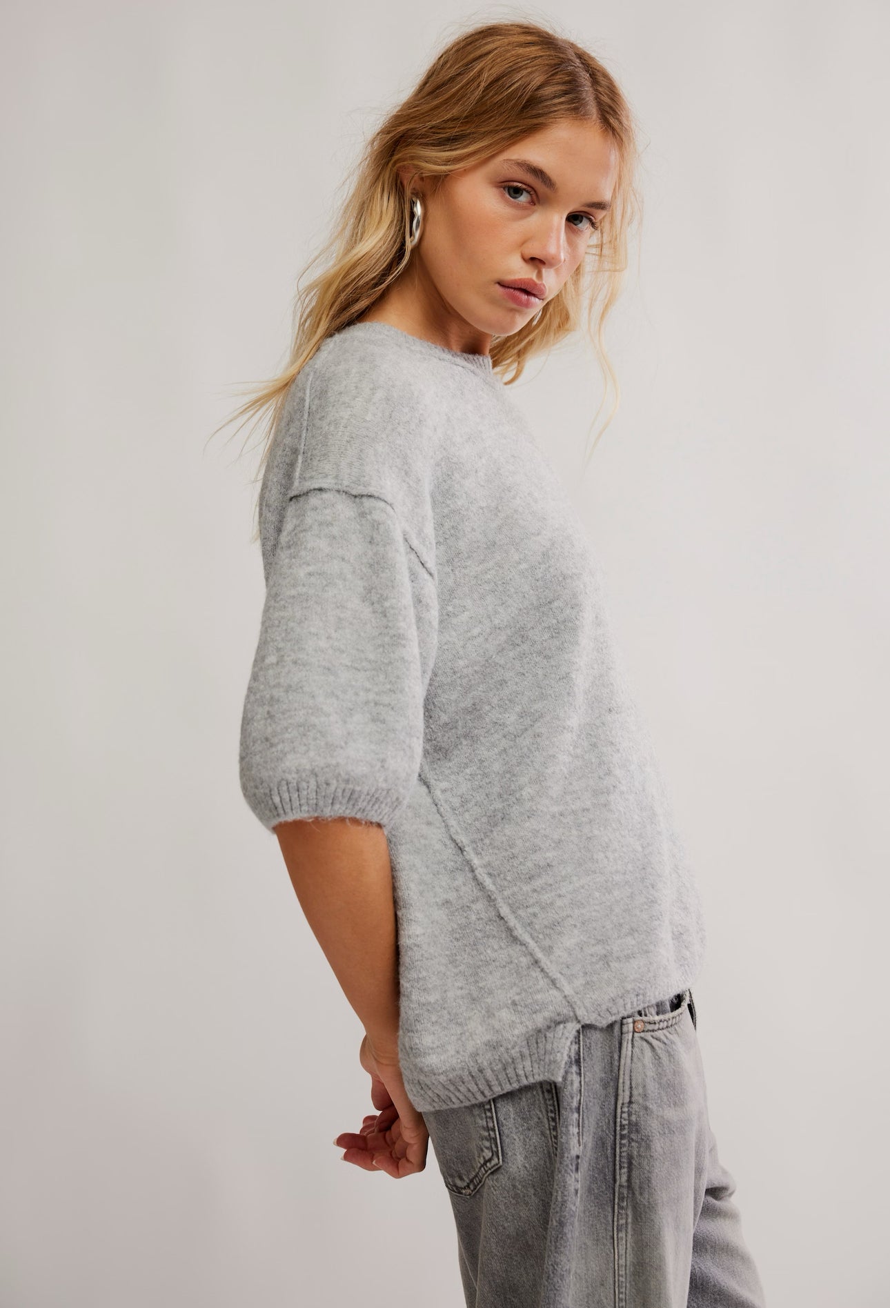 FREE PEOPLE MARGOT SWEATER - HEATHER GREY