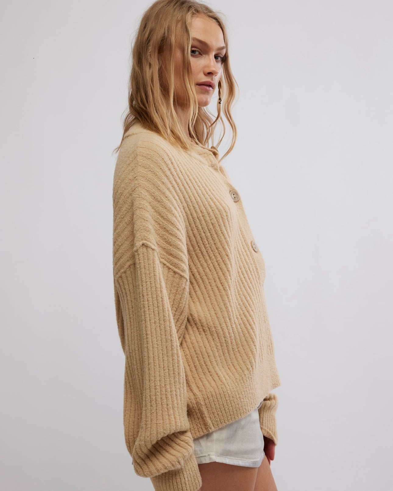 FREE PEOPLE COCOA HENLEY - SUGAR COOKIE