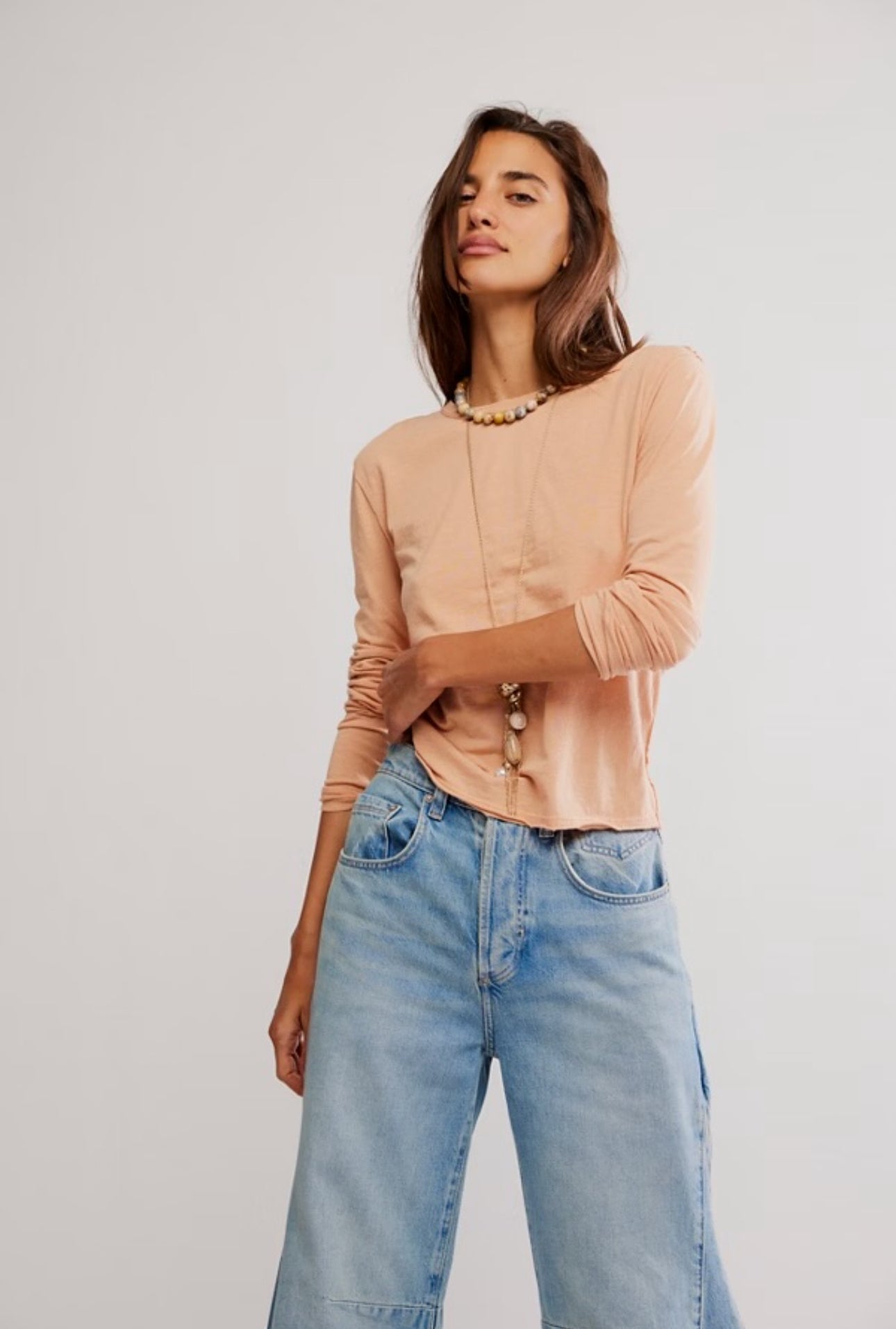 FREE PEOPLE NOVA TEE LS - PEACHED COPPER