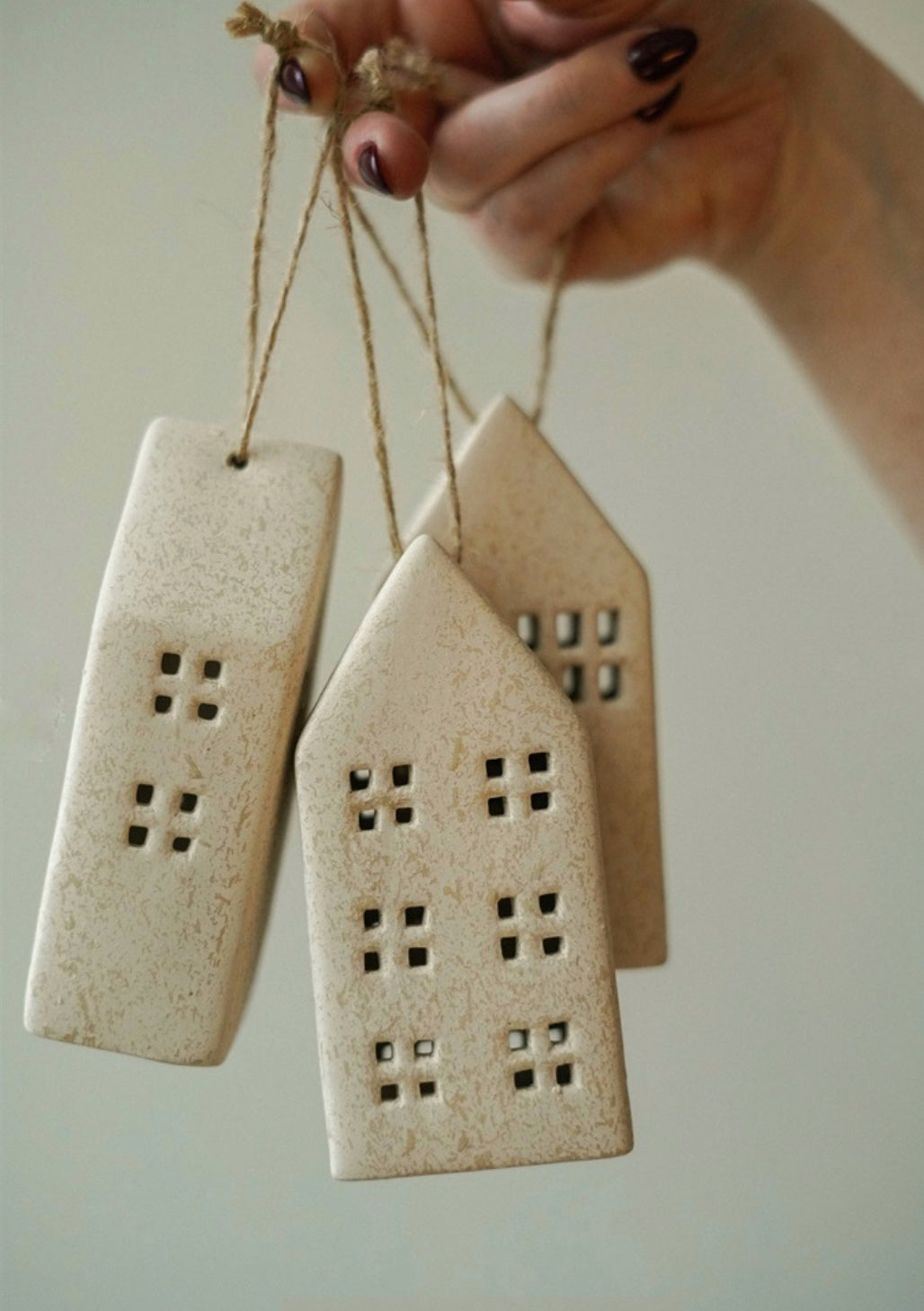 CERAMIC HOUSE ORNAMENTS - CREAM