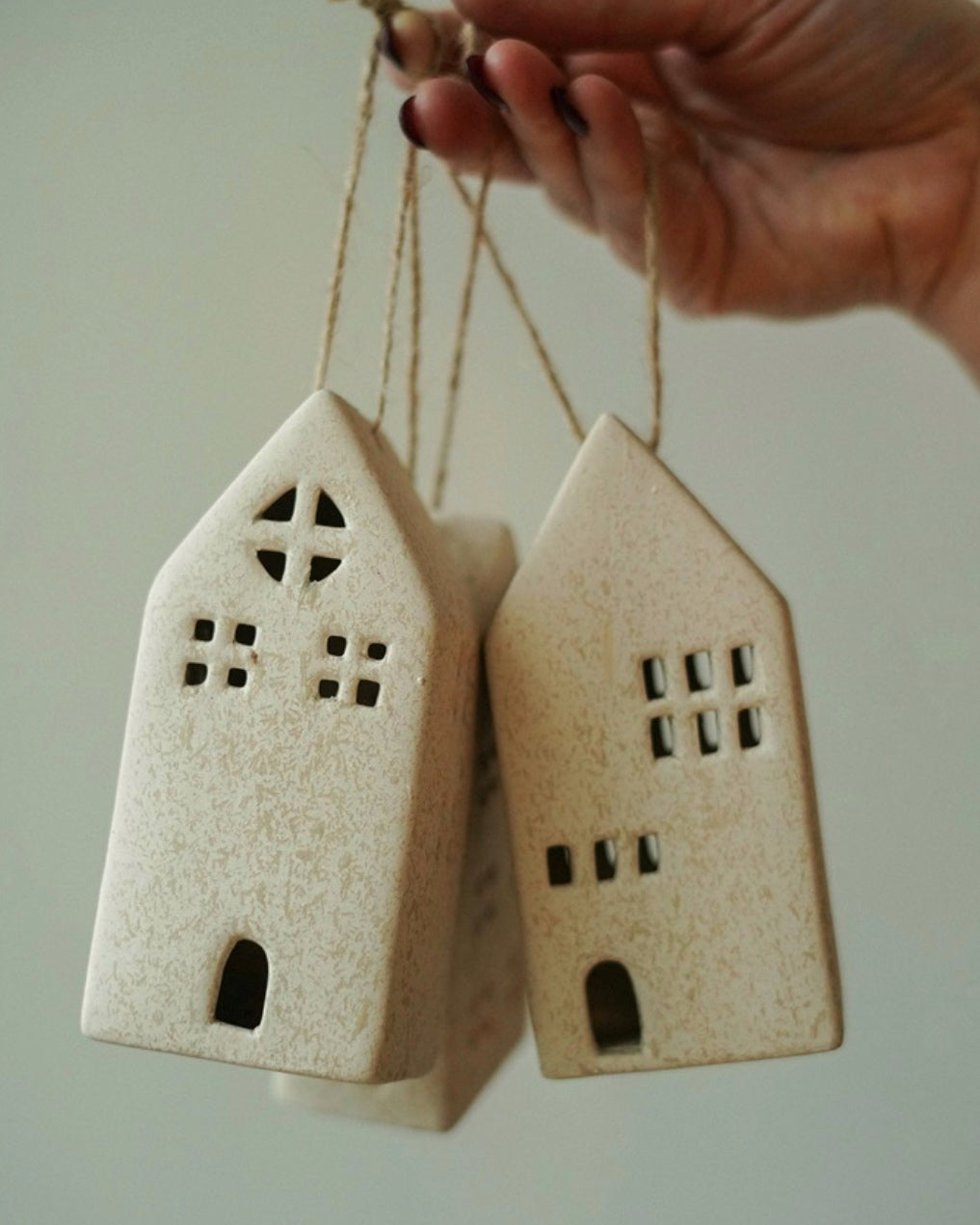 CERAMIC HOUSE ORNAMENTS - CREAM