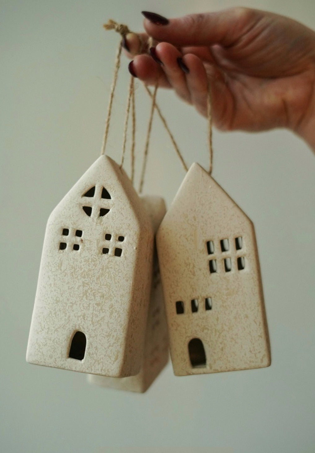CERAMIC HOUSE ORNAMENTS - CREAM
