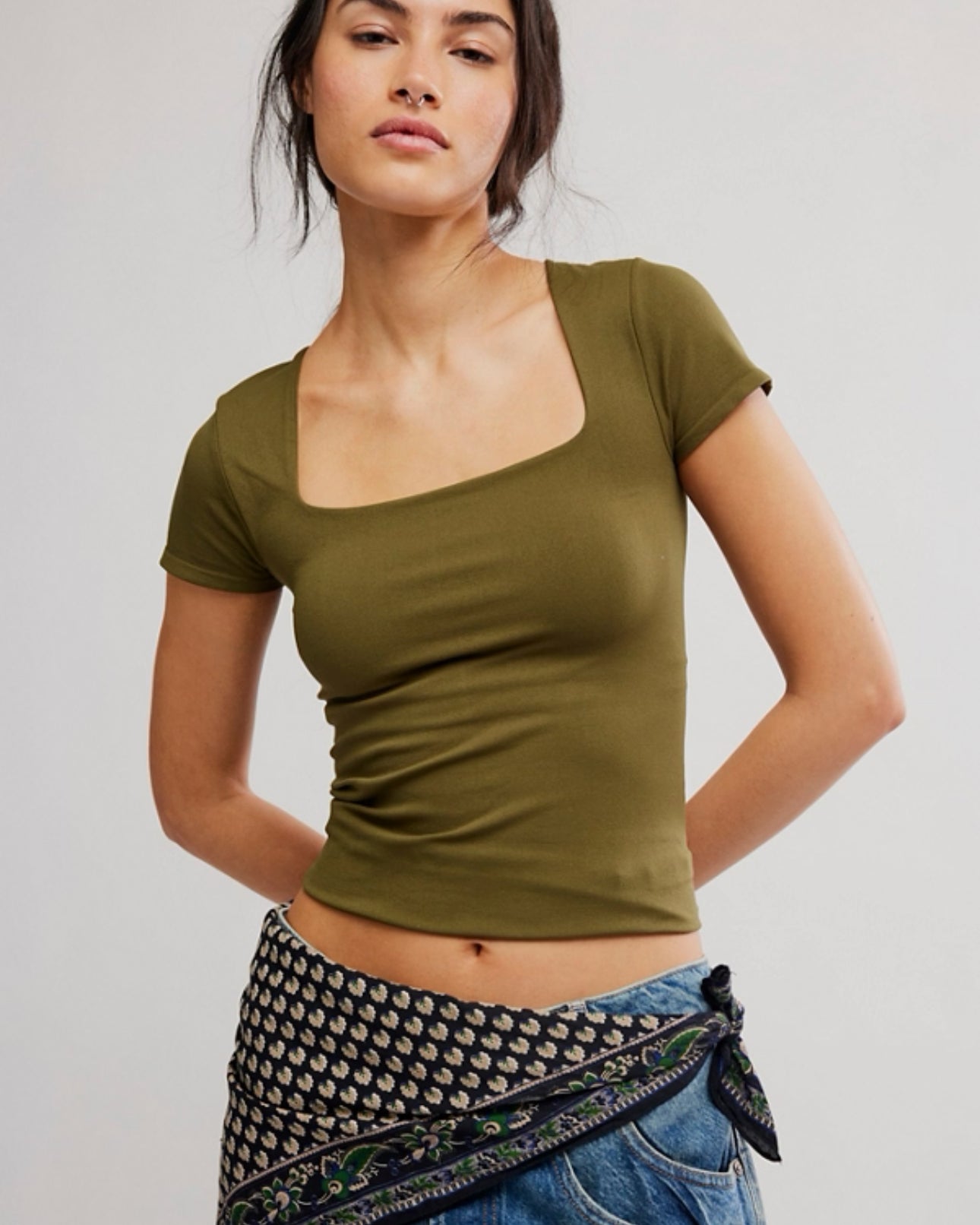 FREE PEOPLE SUNFADE CLEAN LINES BABY TEE - ADVENTURER