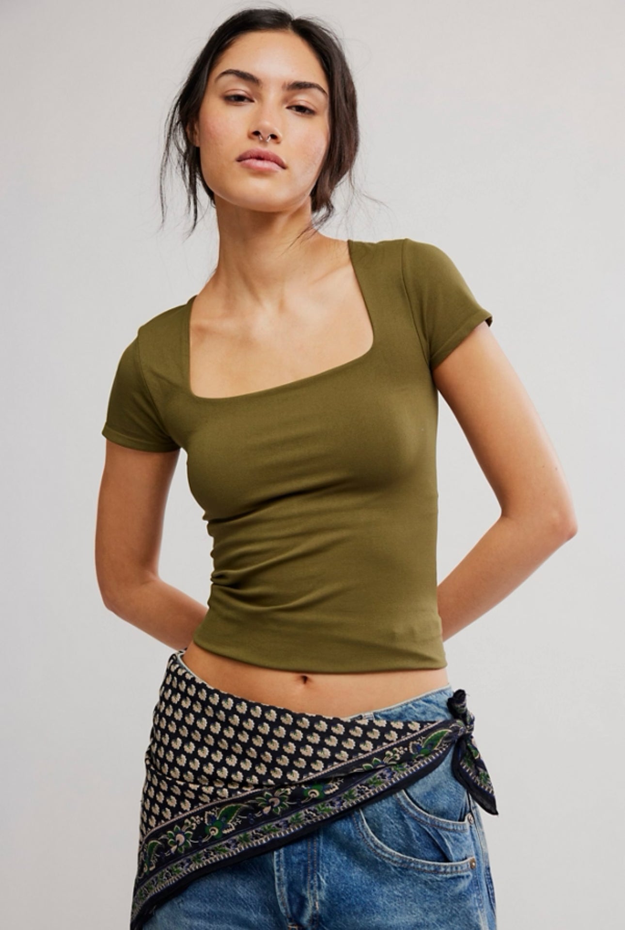 FREE PEOPLE SUNFADE CLEAN LINES BABY TEE - ADVENTURER