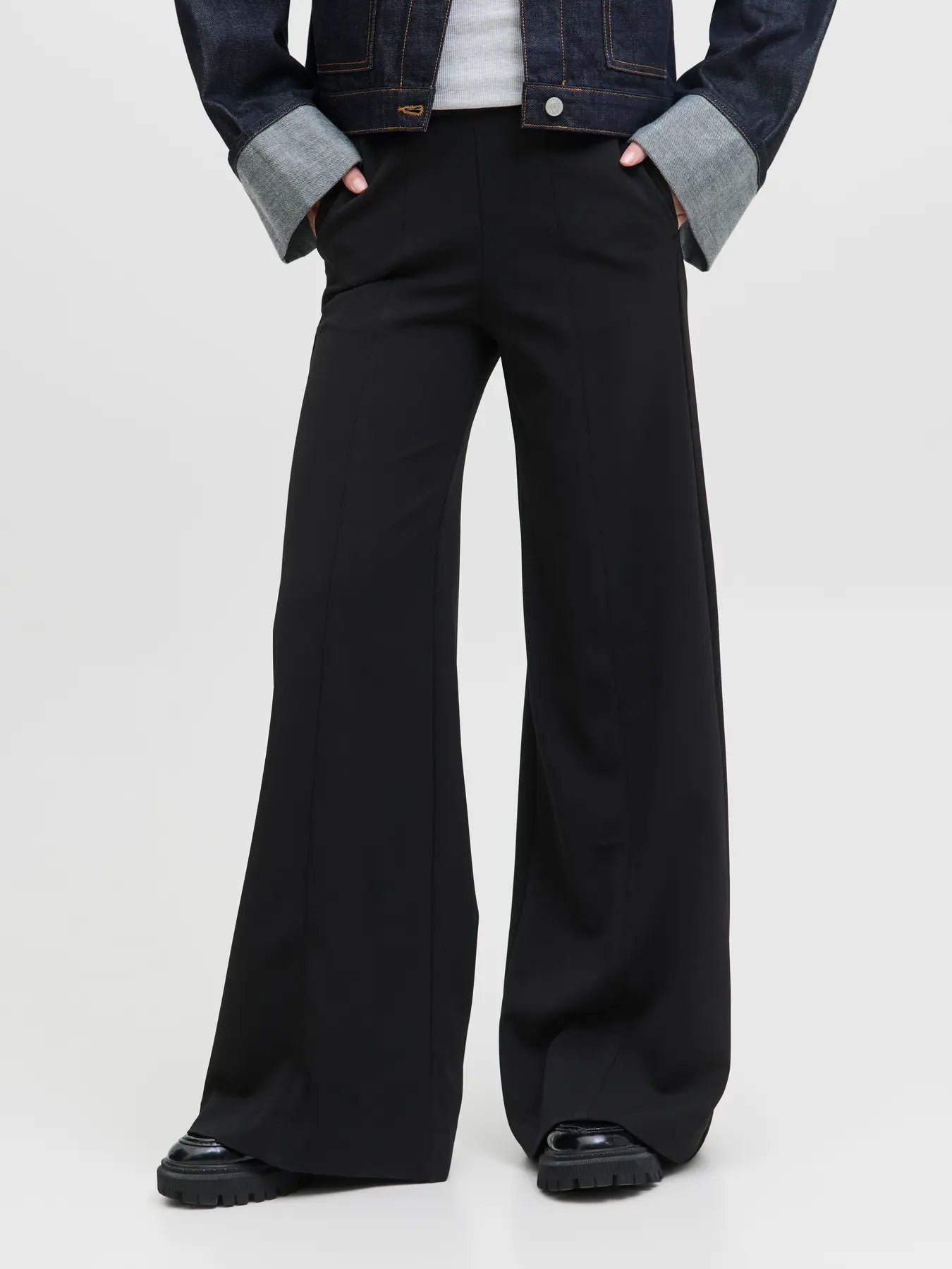 JJXX IDA WIDE HW PANTS - BLACK