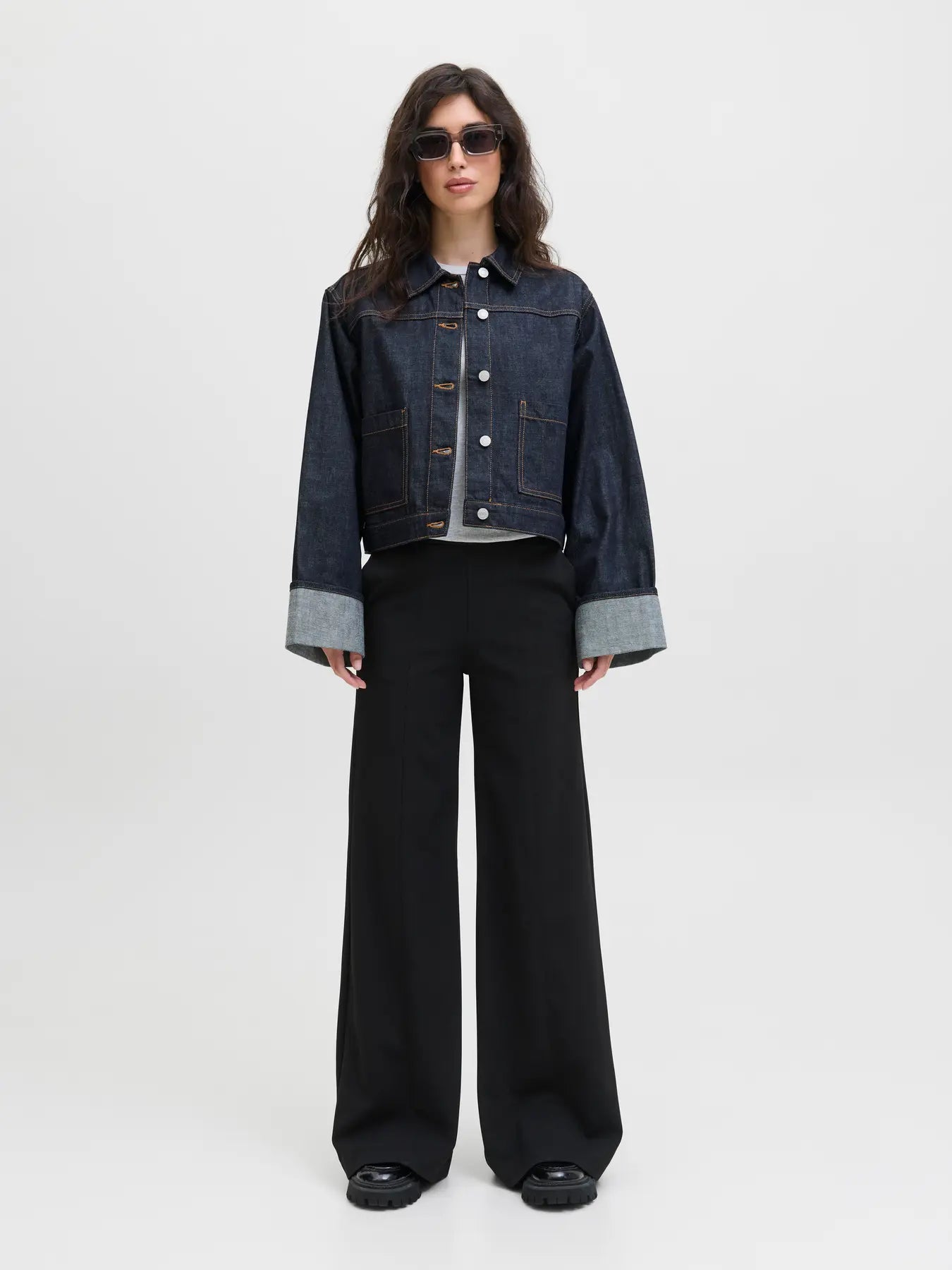 JJXX IDA WIDE HW PANTS - BLACK