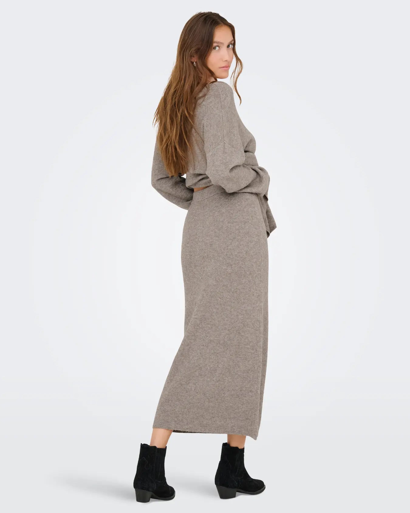 ONLY LIBI KNIT BUTTON SKIRT - FUNGI MELANGE