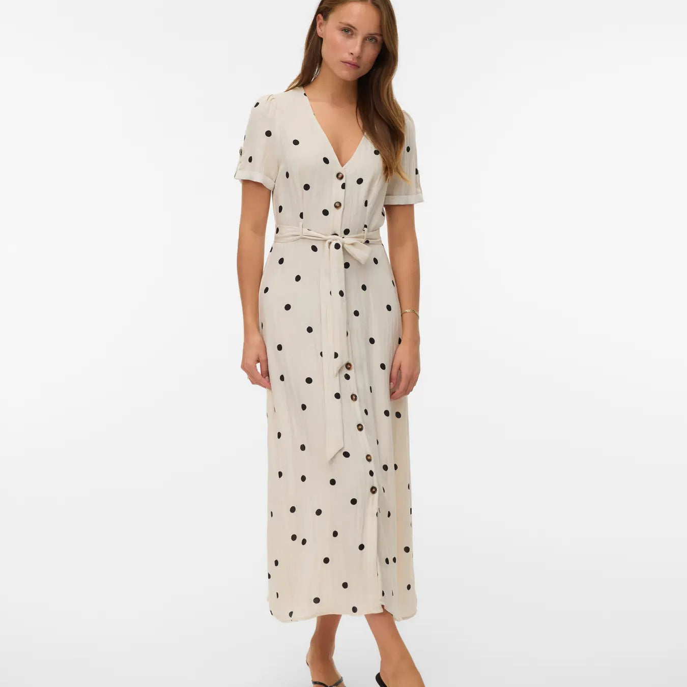 VM JOAN BUTTON DOWN PRINTED DRESS - BIRCH