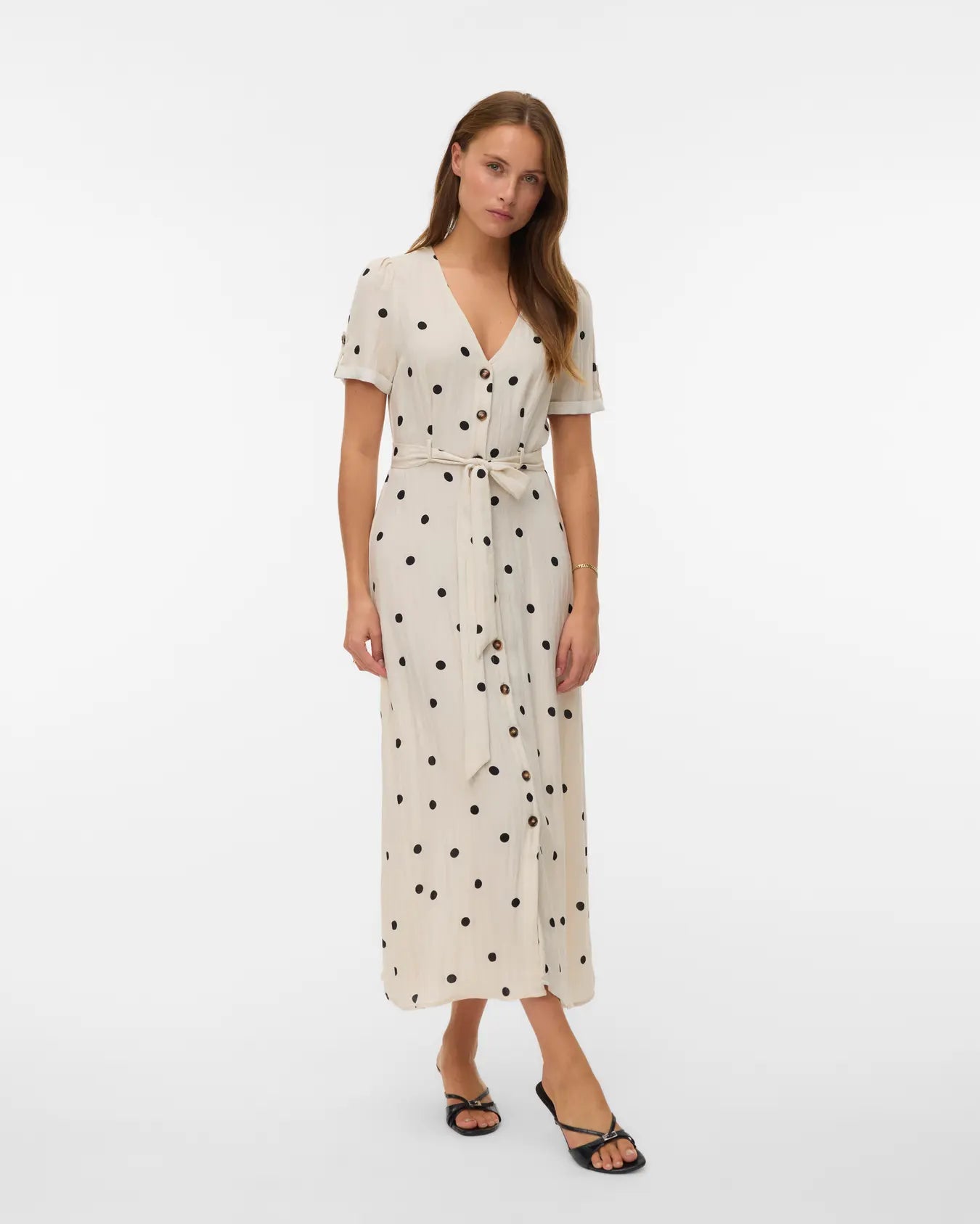 VM JOAN BUTTON DOWN PRINTED DRESS - BIRCH