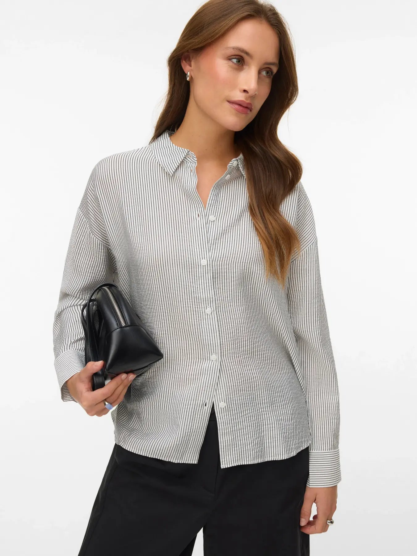 VM KAJA LS BUTTON DOWN SHIRT - SNOW WHITE