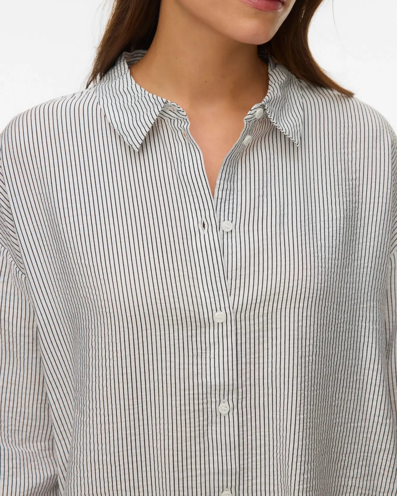 VM KAJA LS BUTTON DOWN SHIRT - SNOW WHITE