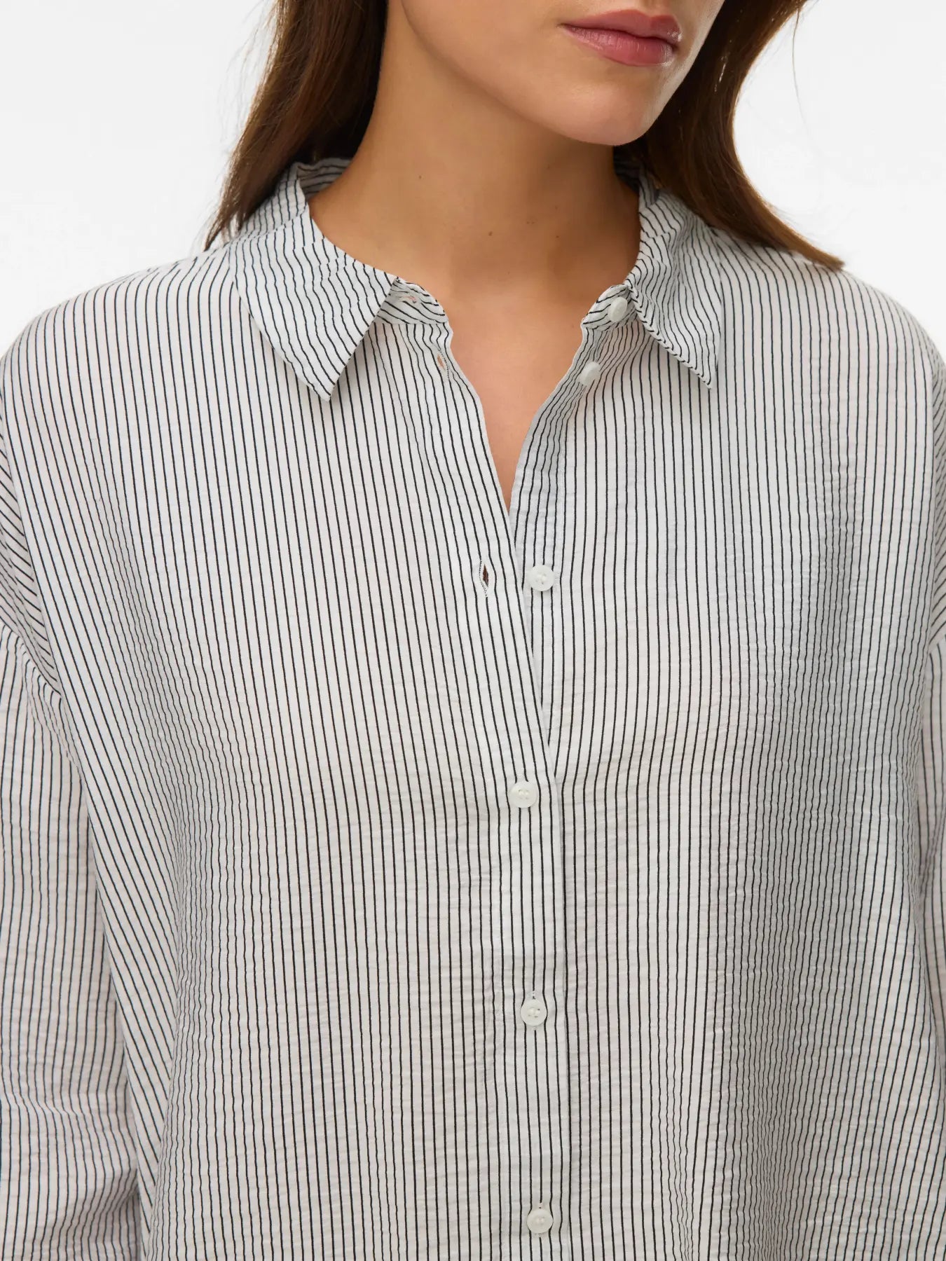 VM KAJA LS BUTTON DOWN SHIRT - SNOW WHITE