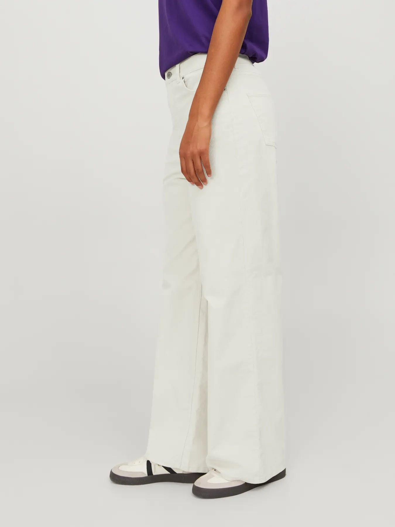 JJXX ZOE WIDE HW CORDUROY PANTS - BONE WHITE