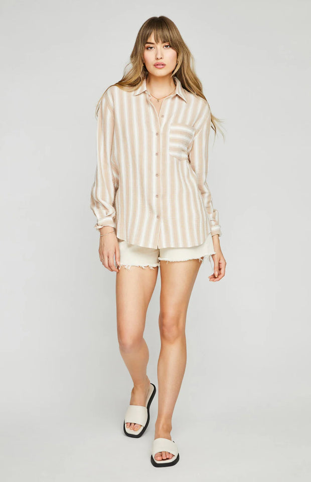 GENTLE FAWN SONIA BUTTON DOWN - SAND STRIPE