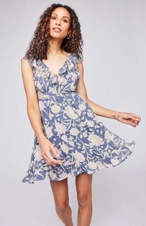 GENTLE FAWN CECILIA DRESS - BLUE FLORAL