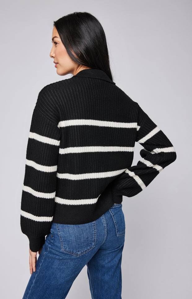 GENTLE FAWN BECKETT STRIPED PULLOVER - BLACK - LAST SIZE L