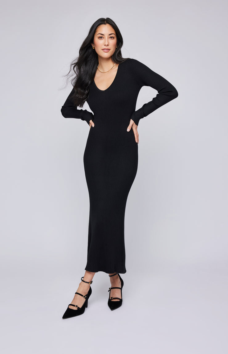 GENTLE FAWN BLAKELY RIBBED DRESS - BLACK