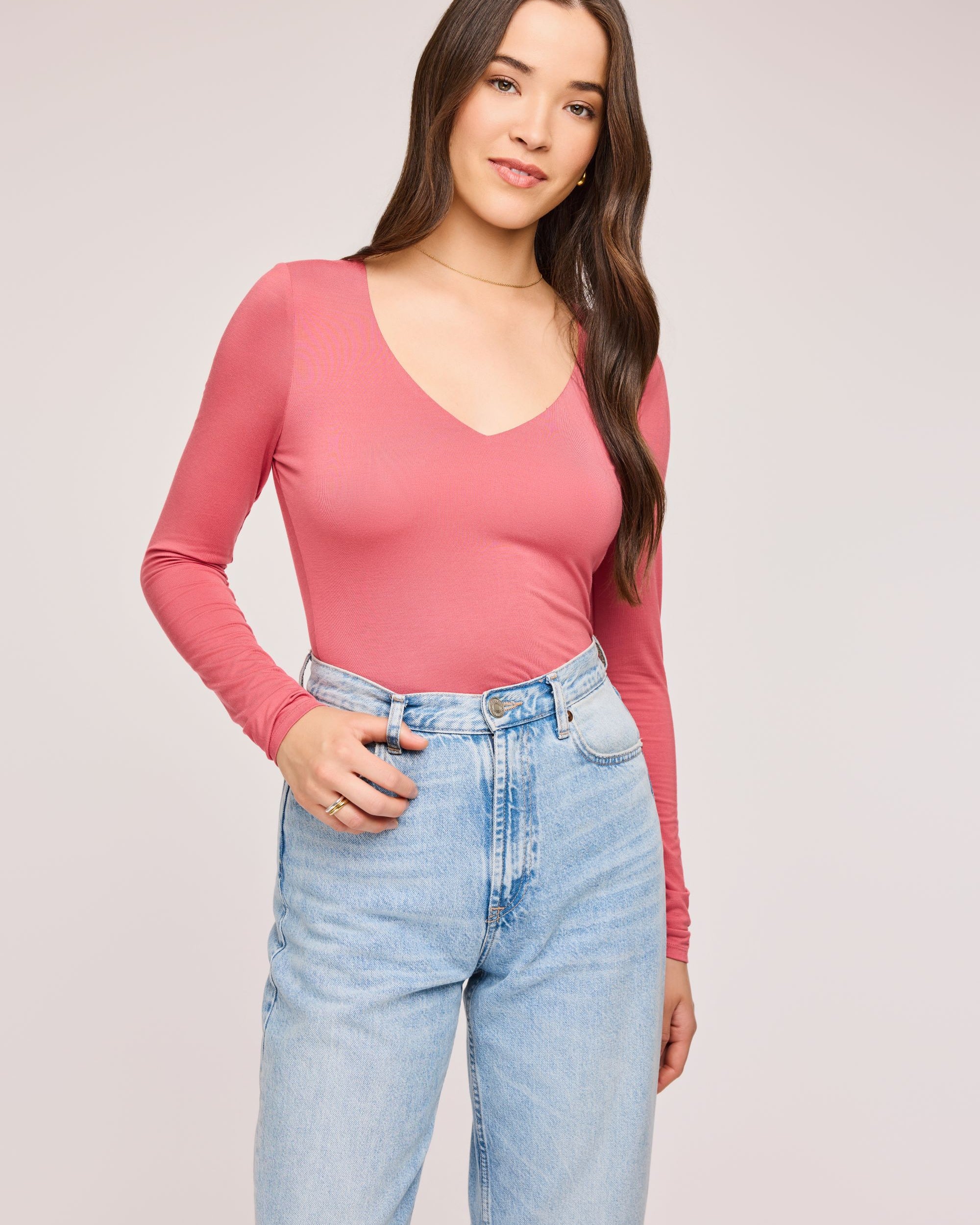 GENTLE FAWN LINETTE V NECK TOP - BERRY