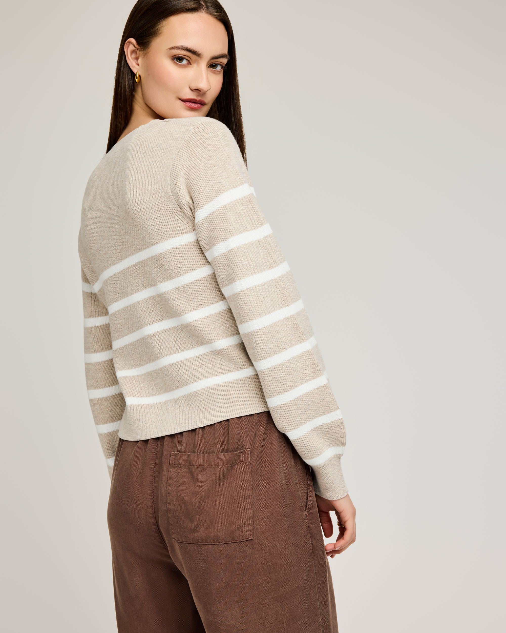 GENTLE FAWN EDEN CARDIGAN - HEATHER OAT STRIPE