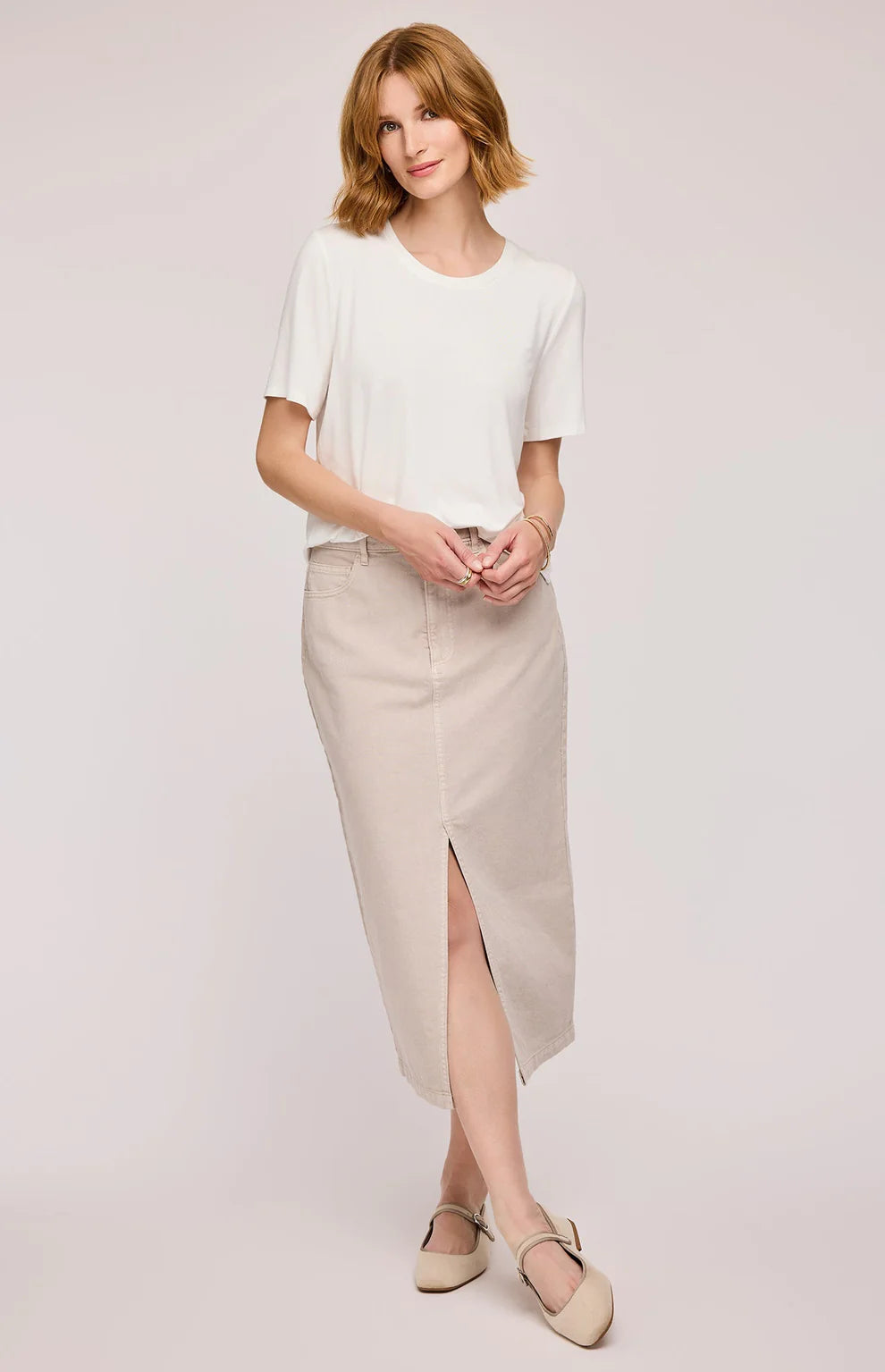 GENTLE FAWN GEORGIA MIDI SKIRT - PEBBLE