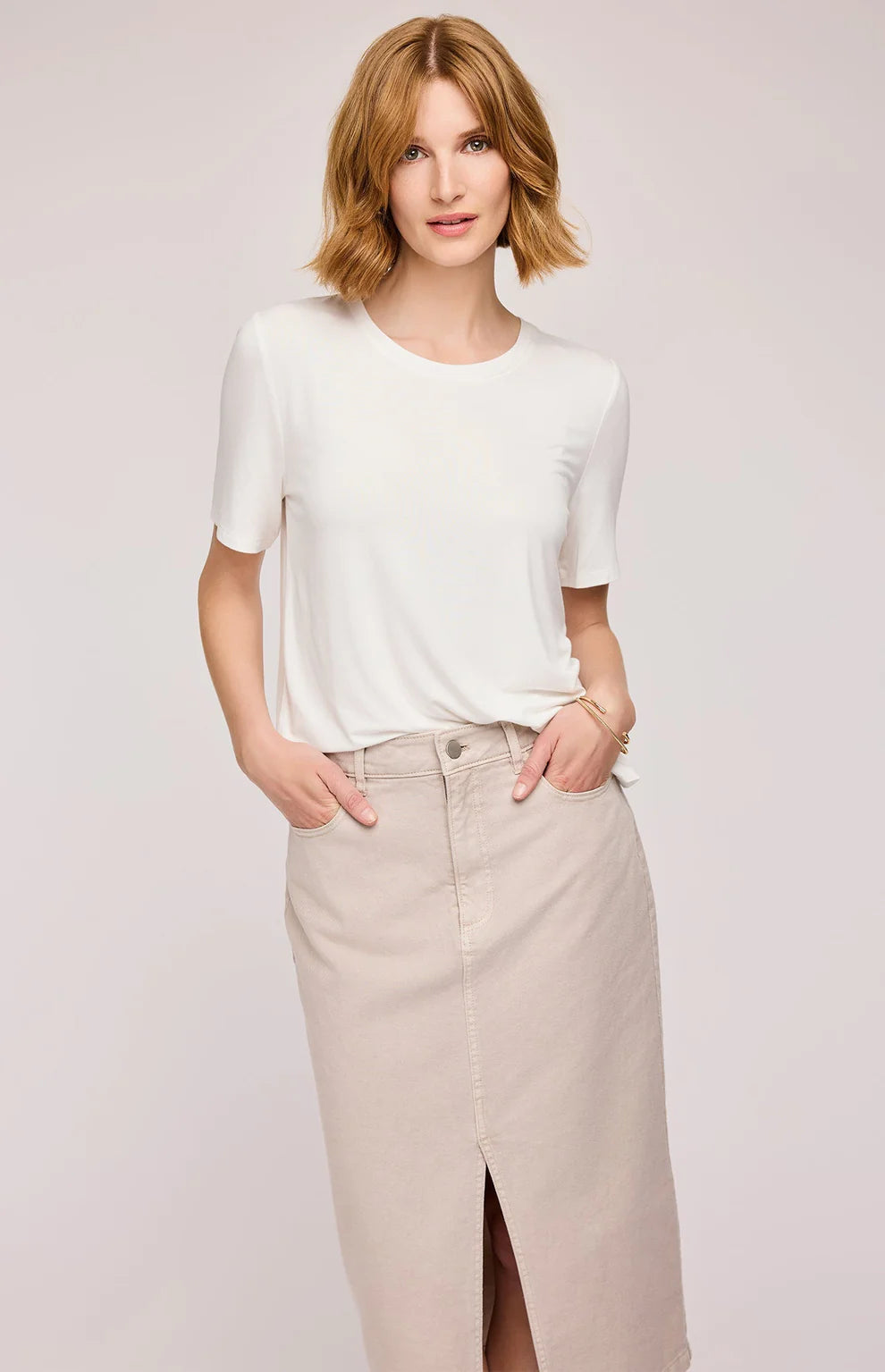 GENTLE FAWN GEORGIA MIDI SKIRT - PEBBLE