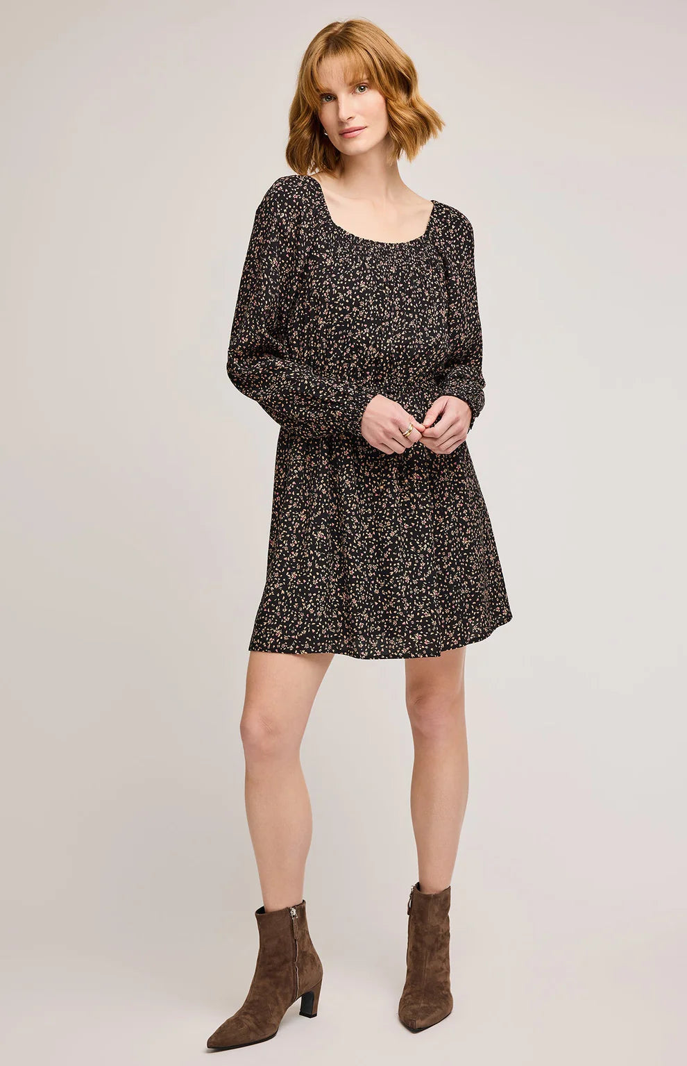 GENTLE FAWN SUTTON MINI FLORAL DRESS - BLACK