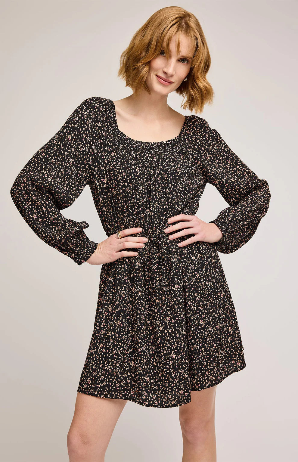 GENTLE FAWN SUTTON MINI FLORAL DRESS - BLACK