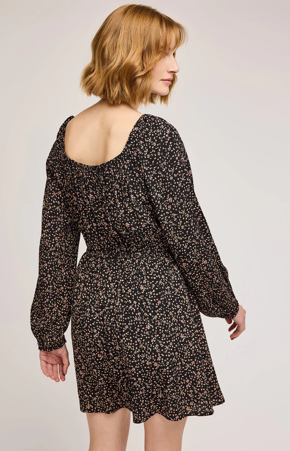 GENTLE FAWN SUTTON MINI FLORAL DRESS - BLACK