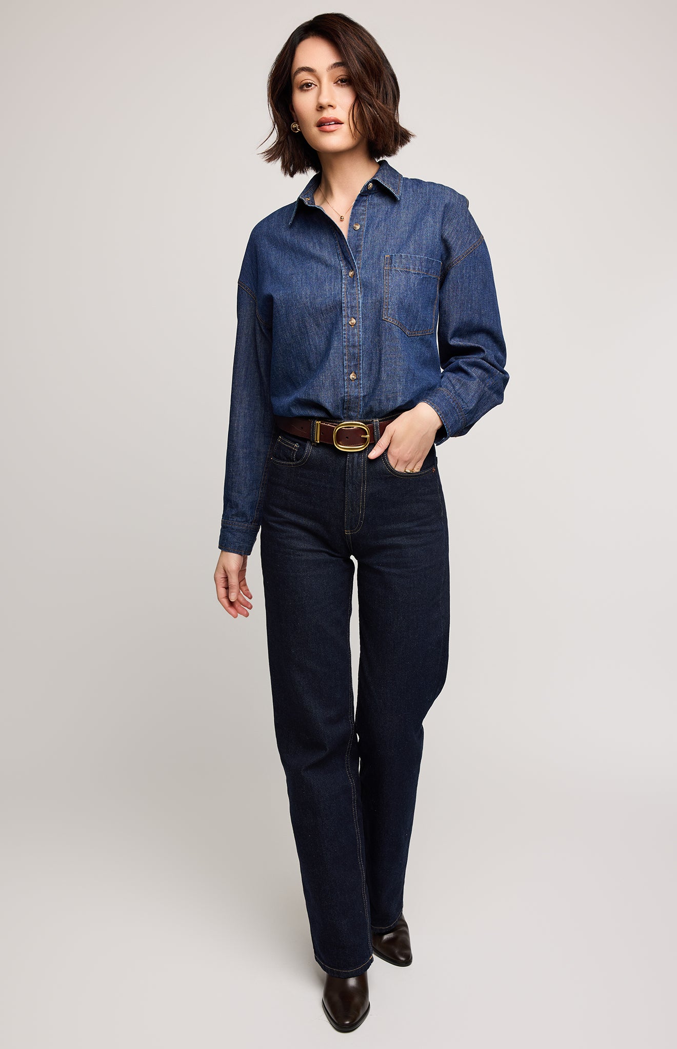 GENTLE FAWN WHITNEY DENIM BUTTON DOWN - DARK WASH