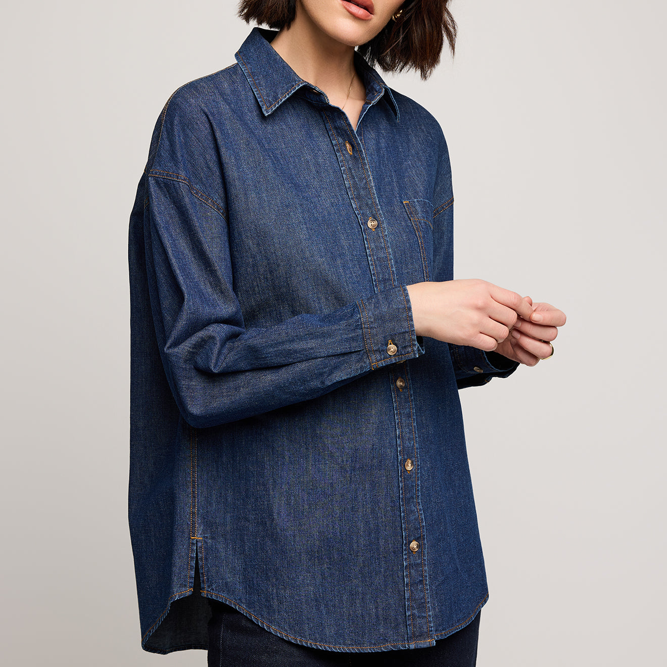 GENTLE FAWN WHITNEY DENIM BUTTON DOWN - DARK WASH