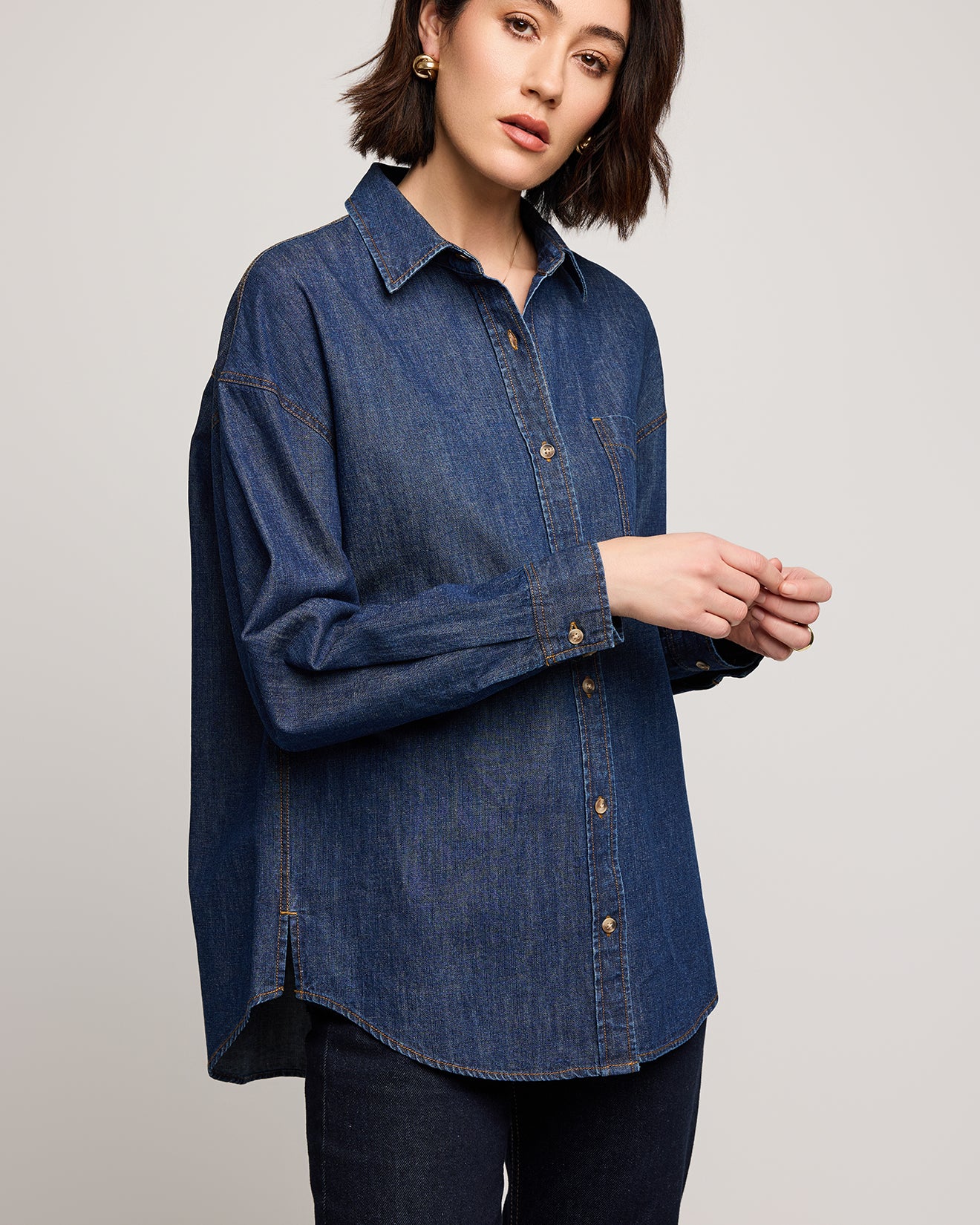 GENTLE FAWN WHITNEY DENIM BUTTON DOWN - DARK WASH