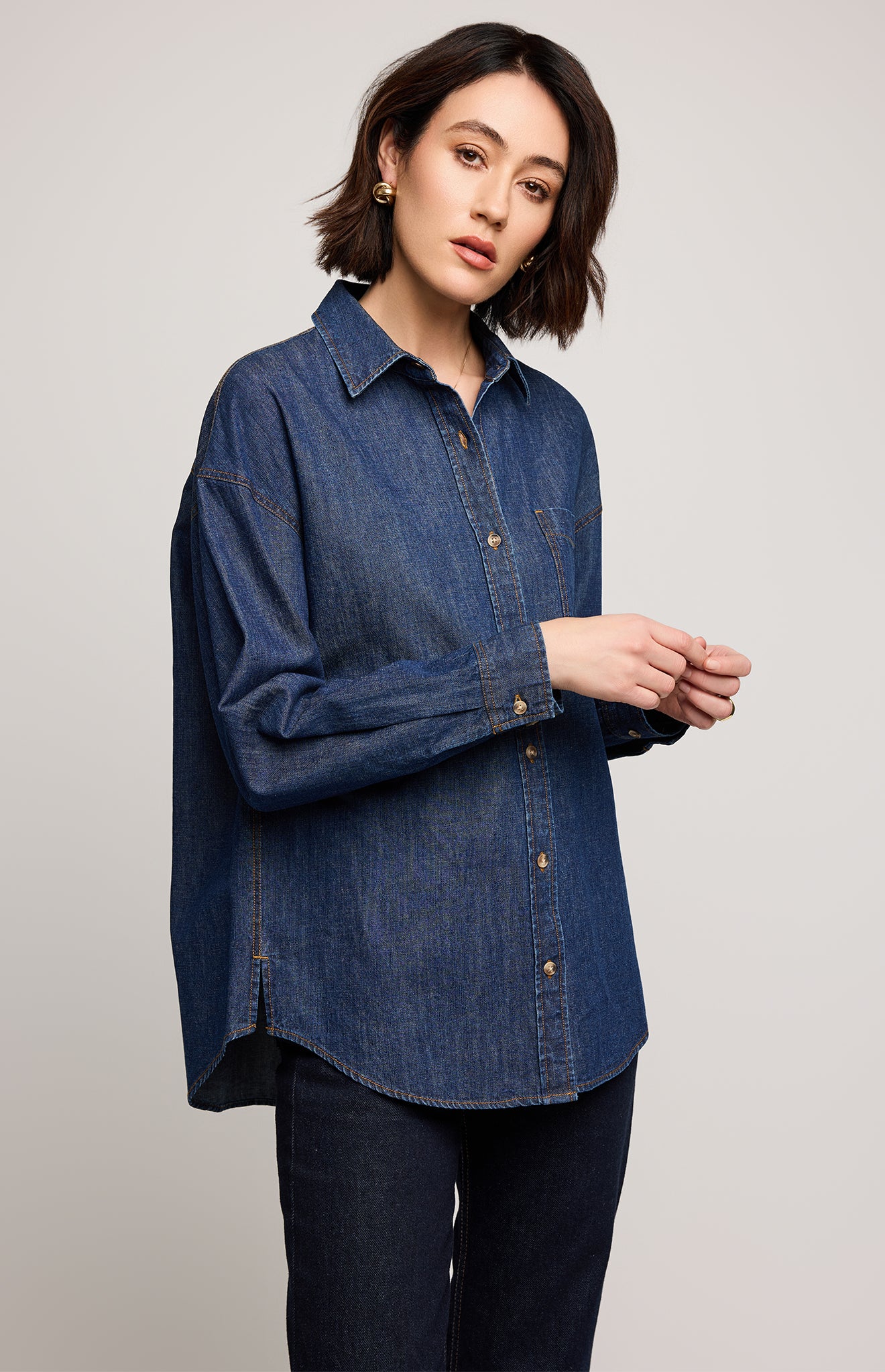 GENTLE FAWN WHITNEY DENIM BUTTON DOWN - DARK WASH
