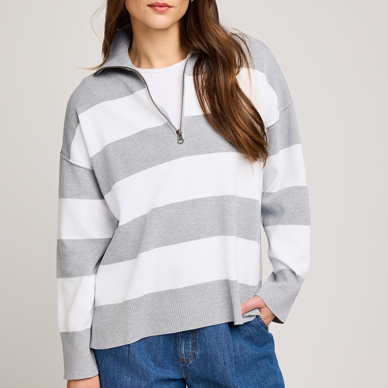 GENTLE FAWN IDRIS PULLOVER - ASH STRIPE